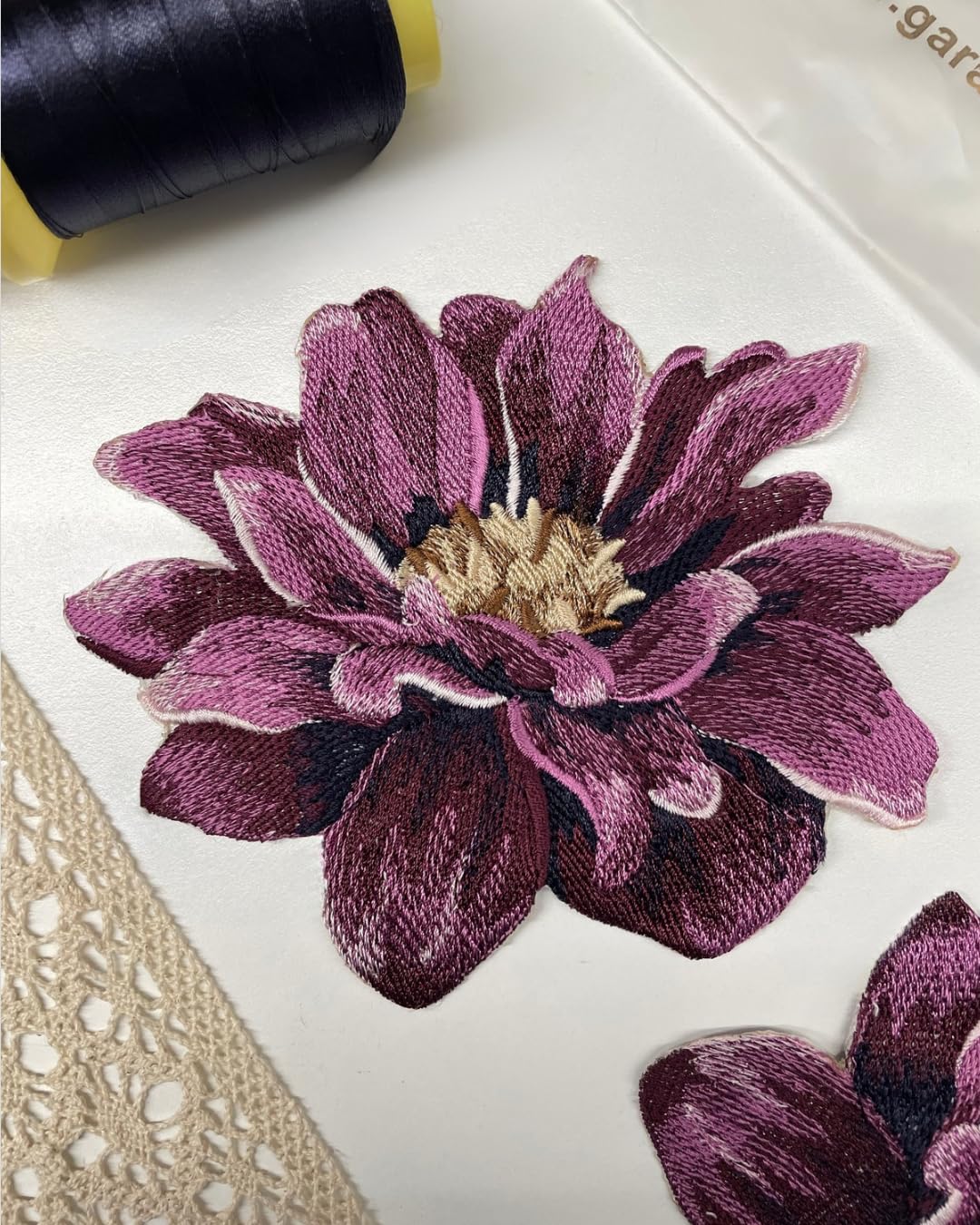 GARAAN - Machine Embroidered Applique, Embroidery Patch, Sew on Patches, DIY Projects, Dahlia Flower (Pack of 3) 4