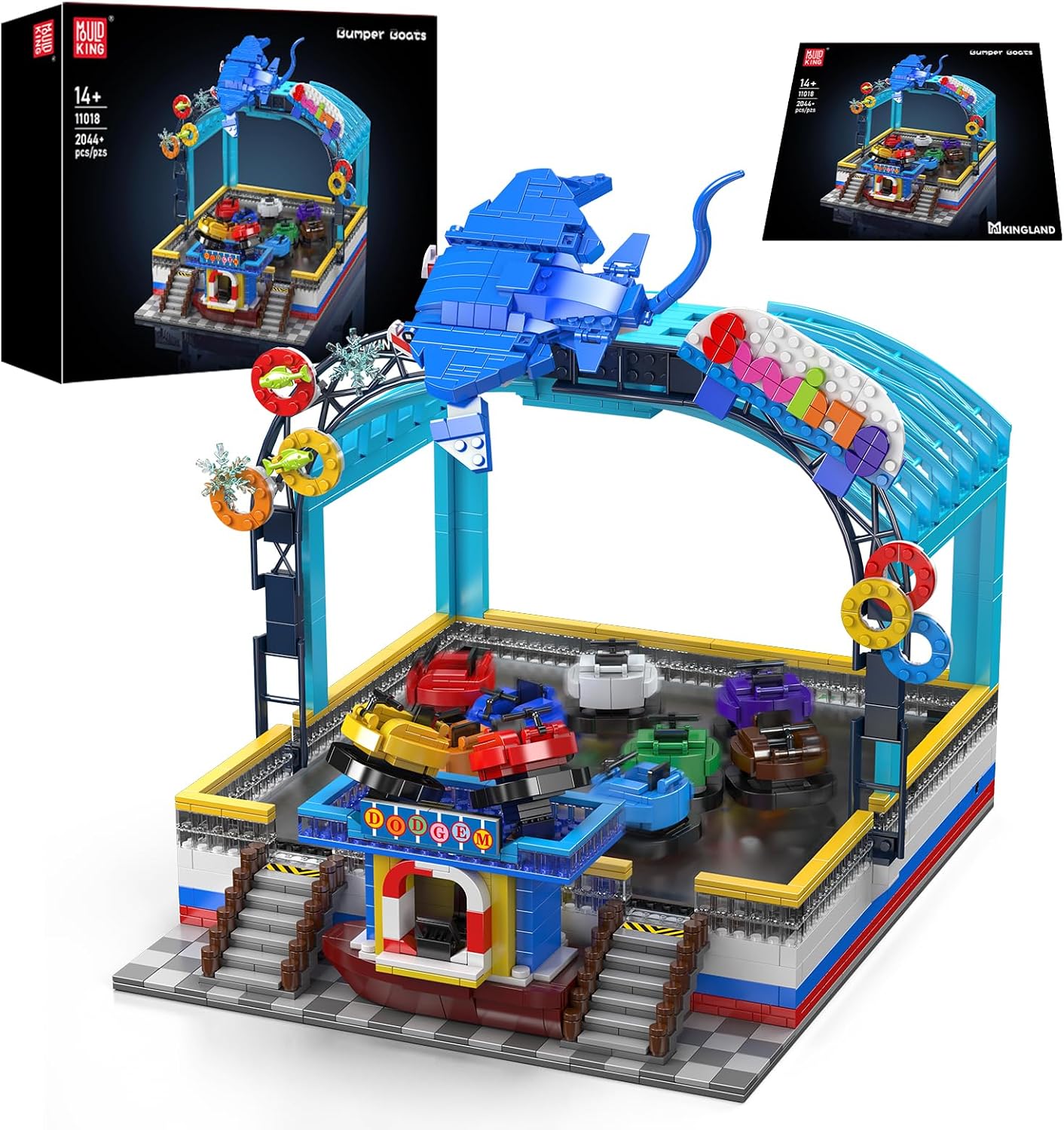 Mould King 11018 Bumper Boat Ride Building Kit 2044+ Pieces Amusement Park Model with Motor & Remote Control STEM Mechanical Toy for Collectors Adults