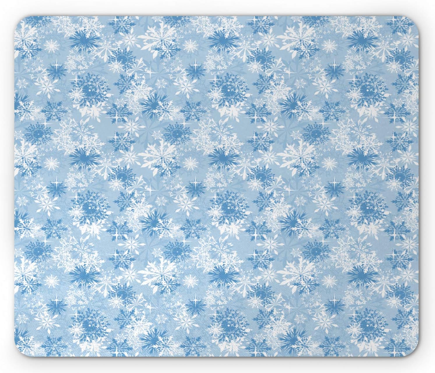 Ambesonne Snowflake Mouse Pad, Winter Holiday Illustration Christmas Snowflakes on Abstract Background, Rectangle Non-Slip Rubber Mousepad, Standard Size, Pale Blue White
