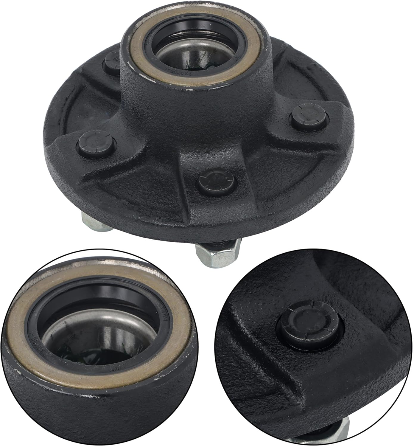 Pre-Assembled Trailer Hub 5-Lug 4.5 Inch for 3500Lb #84 Spindle with Standard Dust Cap and Bearings