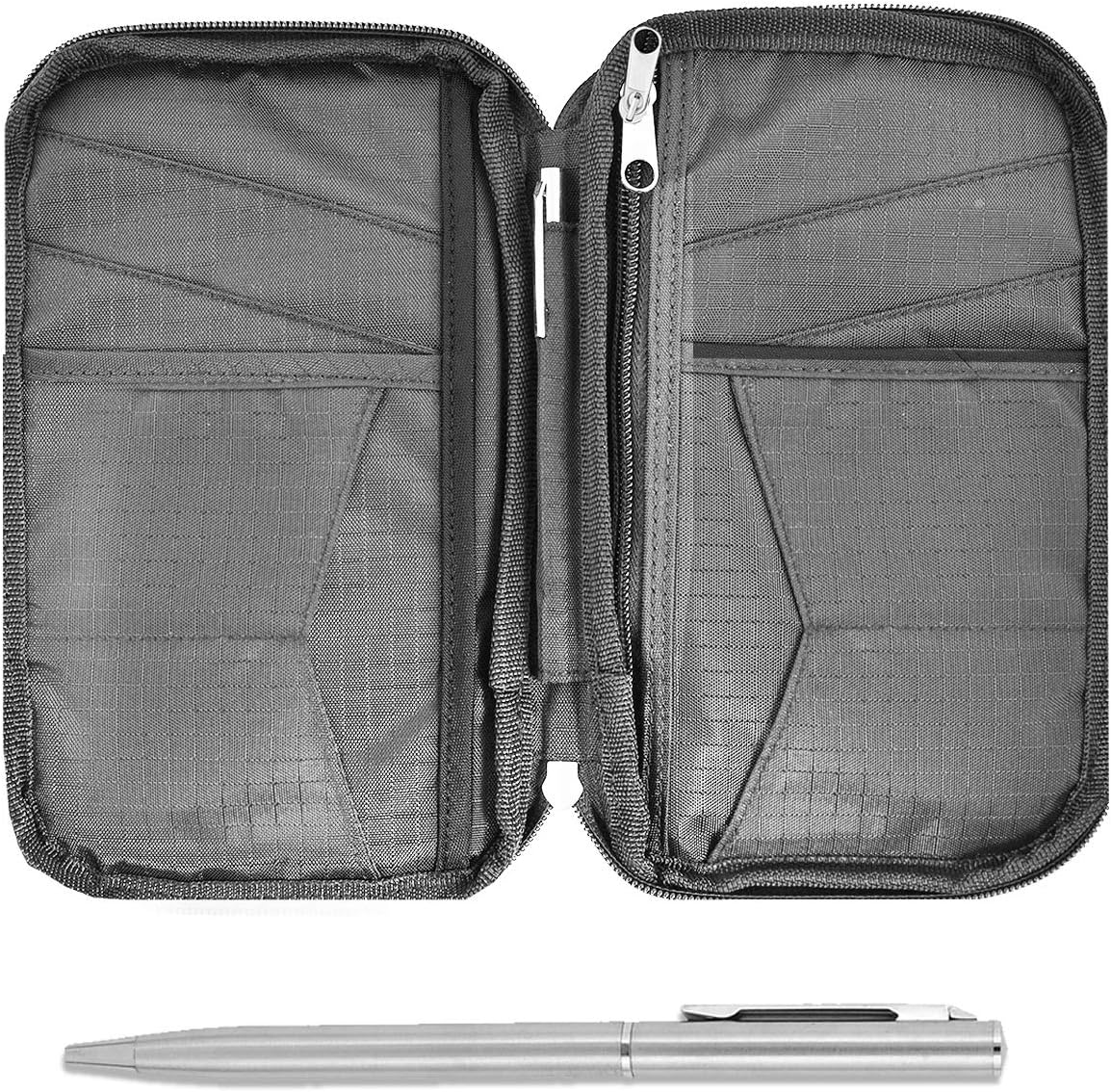 Travel Wallet & Family Passport Holder RFID Blocking Document Holder & Organizer Protects Your Passports (Grey)