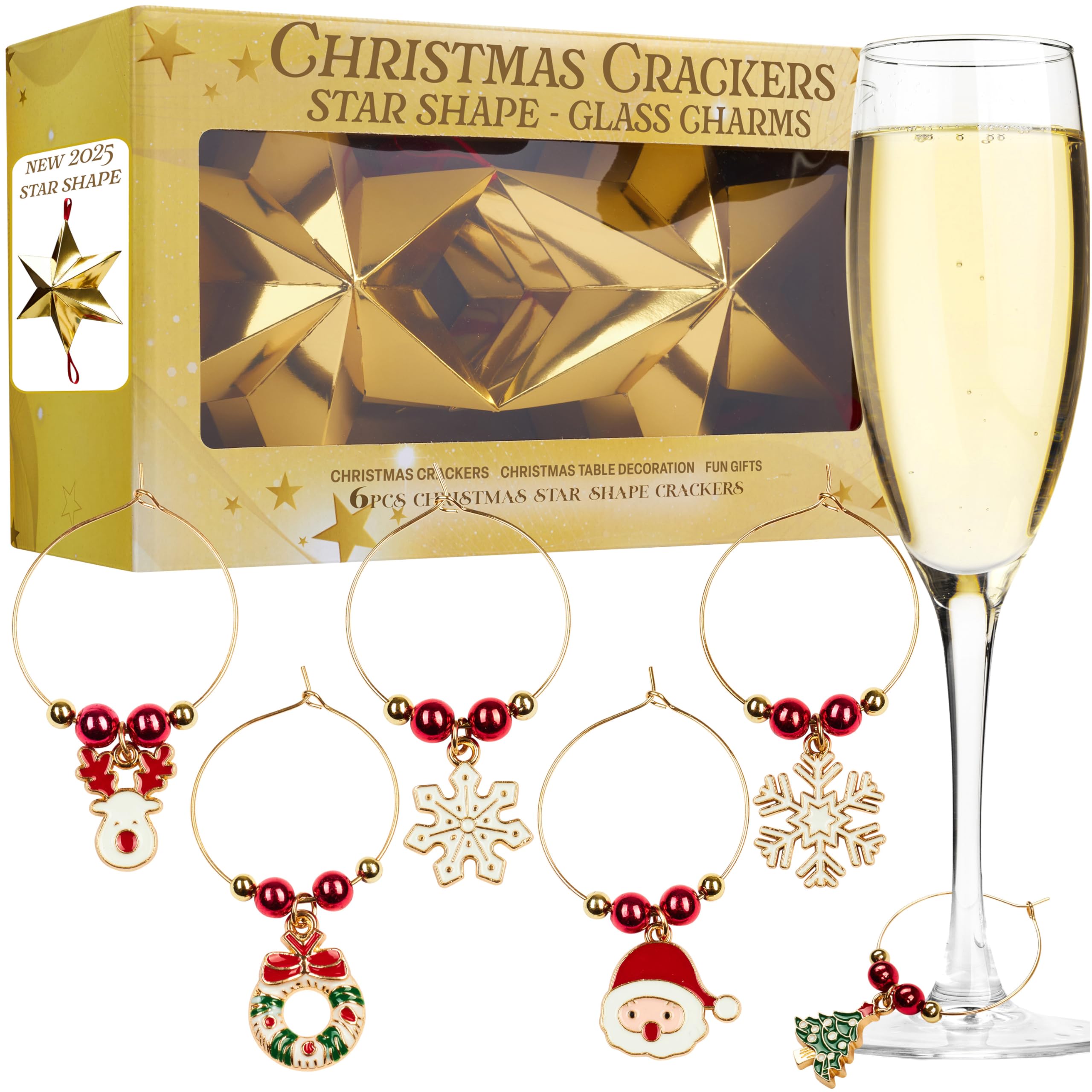 kreativekraft Christmas Cracker Glass Decoration - 6 Pack
