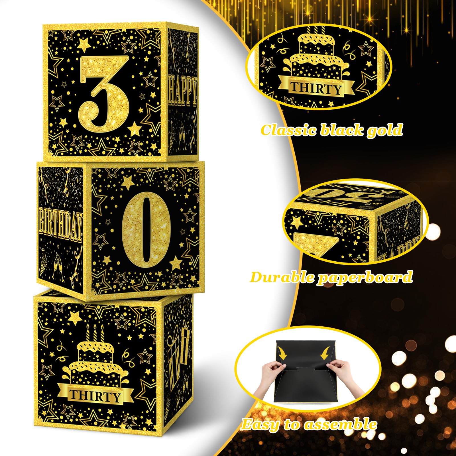 Sutjxc Geburtstags-Gästebuch Schwarz-Gold – Großes Signaturbrett Für Die Party – Alternative Zum Klassischen Buch