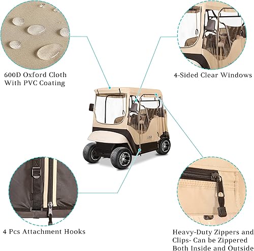Miniatura 3 de 10L0L EZGO TXT - Cubierta impermeable para carro de golf para 2 pasajeros, para todo tipo de clima, resistente al viento, para ventana transparente