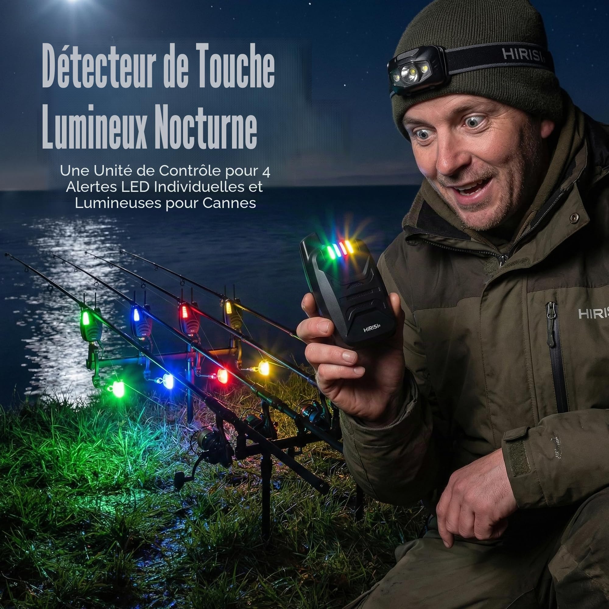 Hirisi Tackle Kit Alarme de Touche étanche sans Fil pour pêche à la Carpe avec Barre d'oreille 200 m