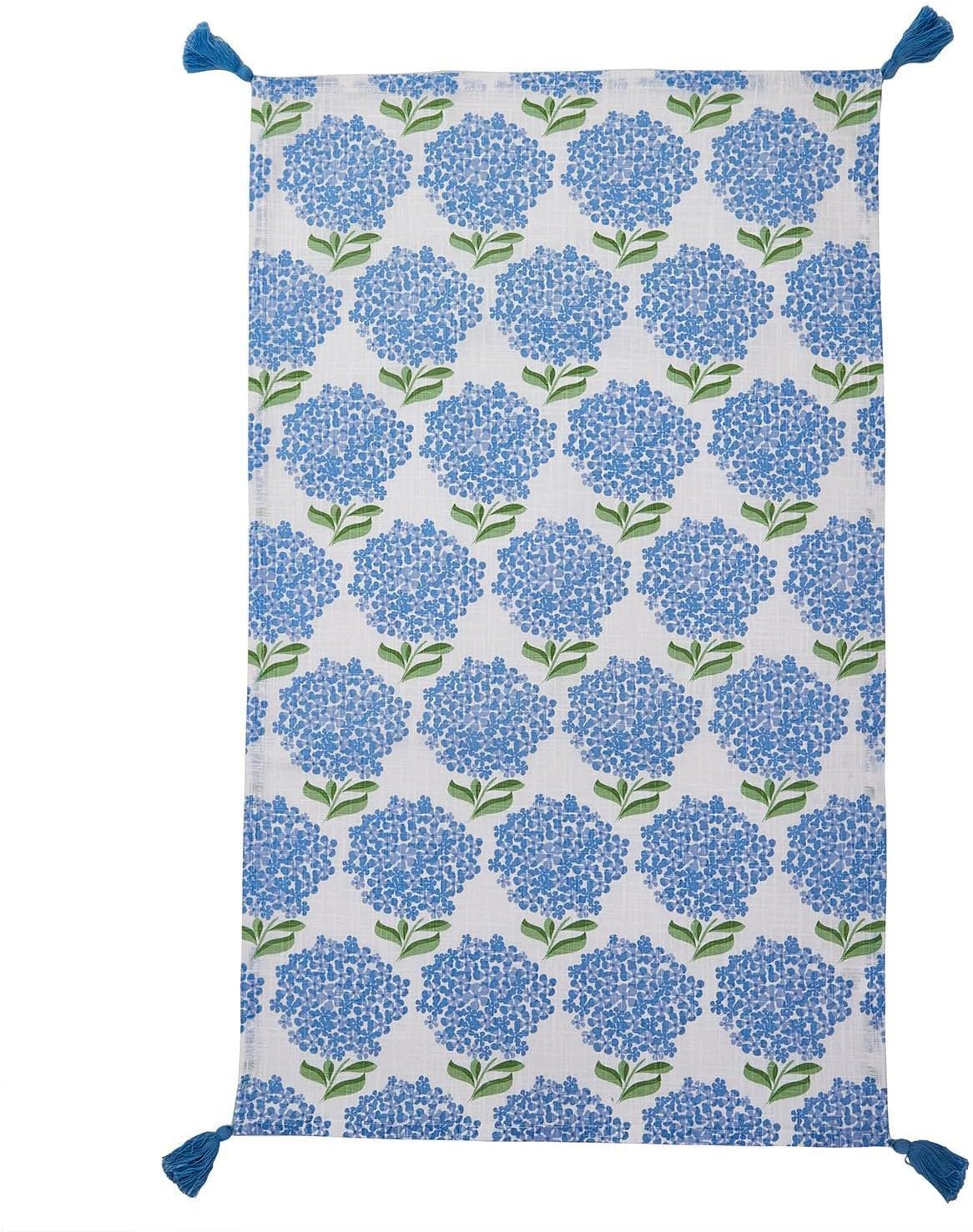Two's Company Hydrangea Set of 2 Dish Towels with Decorative Tassels - Cotton