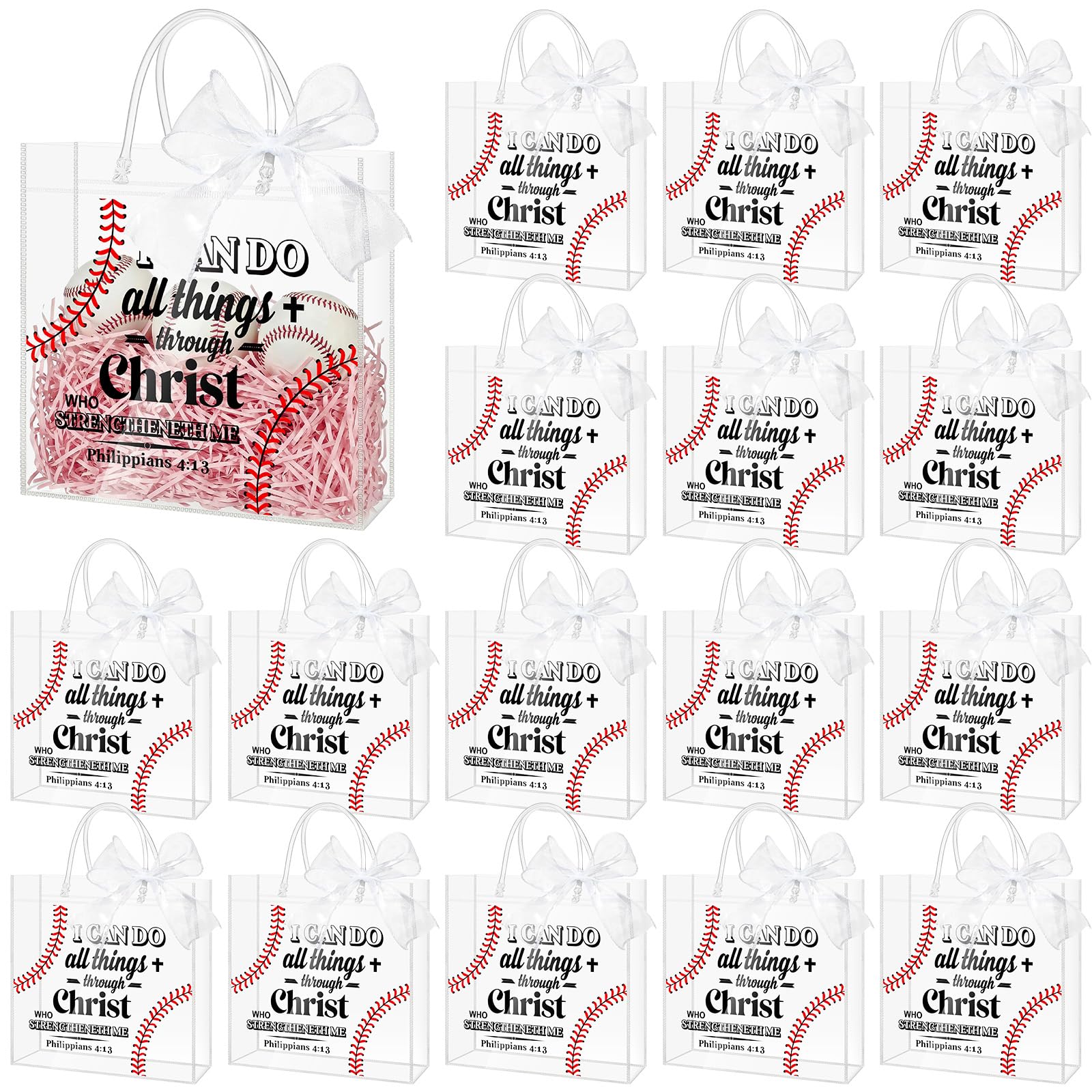 Bolsas de béisbol con asas para recuerdos religiosos y obsequios de fe en eventos comunitarios 7