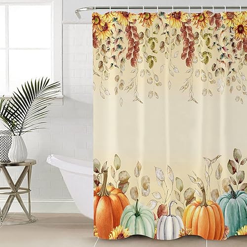 Miniatura 8 de Juego de cortinas de ducha de Navidad de Papá Noel, estándar de 72 x 72 pulgadas, cortina de bañera lavable con 12 ganchos, cortinas de ducha de