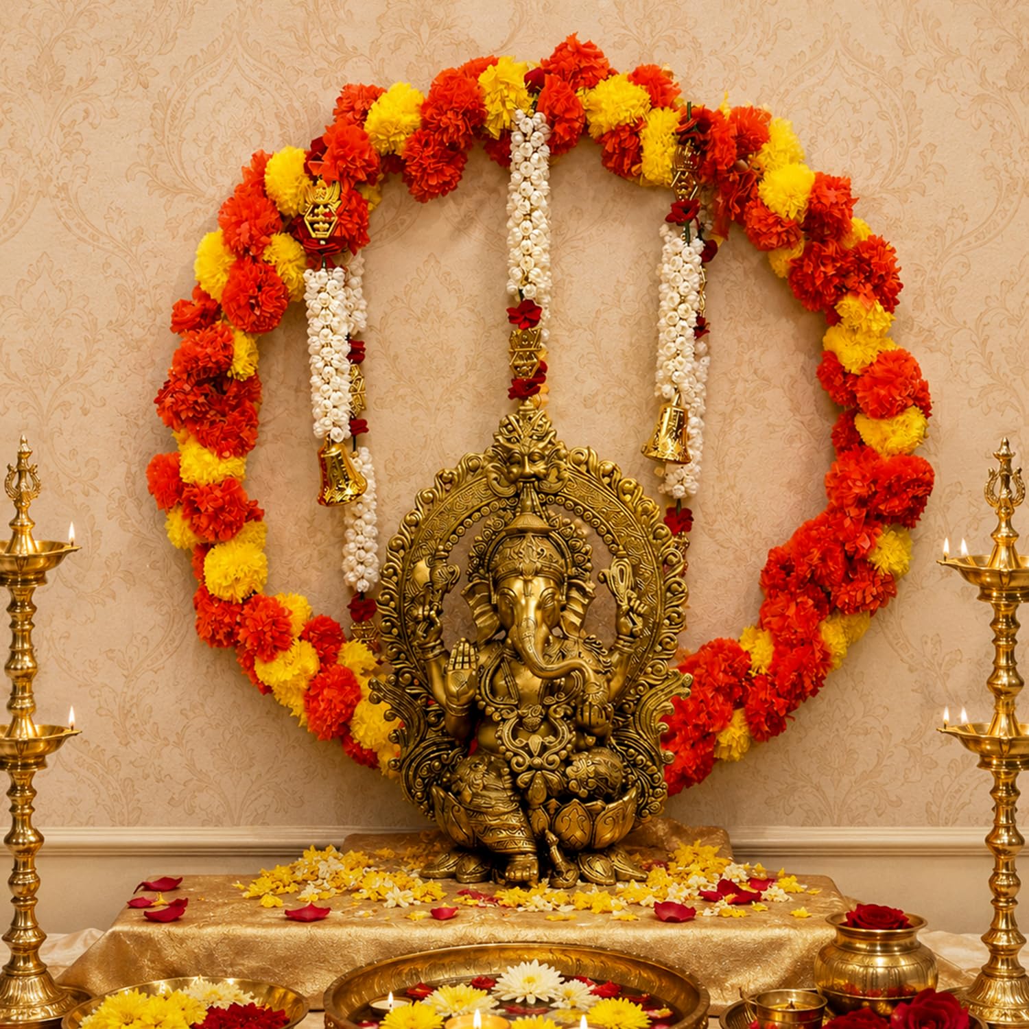 Special You Ganesh Chaturthi Decoration Items for Home, PVC Backdrop Stand for Pooja Room Decoration Items for Diwali Festival, Ganesh Chaturthi mandap for Pooja Decorations- 8 pcs-image-29
