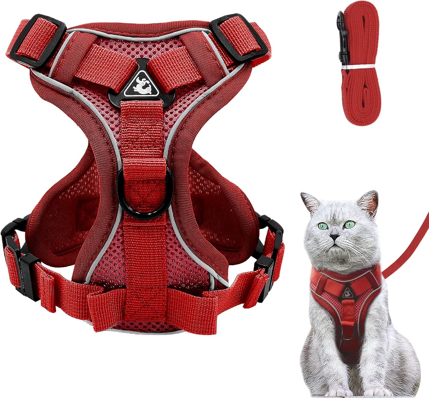 Arnés ajustable para gatos, antiescape, suave, con correa, para gatitos y perros (azul agua, L) — view 8