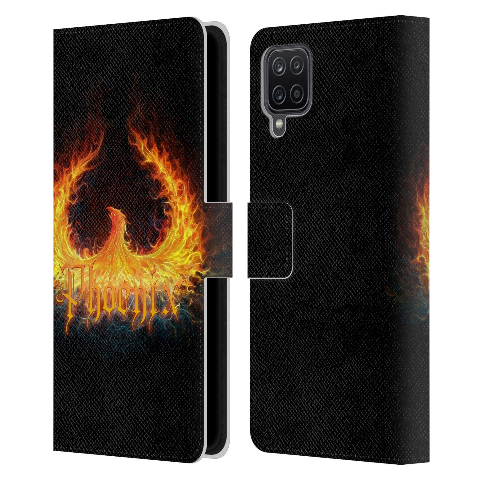 Head Case Designs Officially Licensed Christos Karapanos Logo Phoenix Leather Book Wallet Case Cover Compatible With Samsung Galaxy A12 (2020)