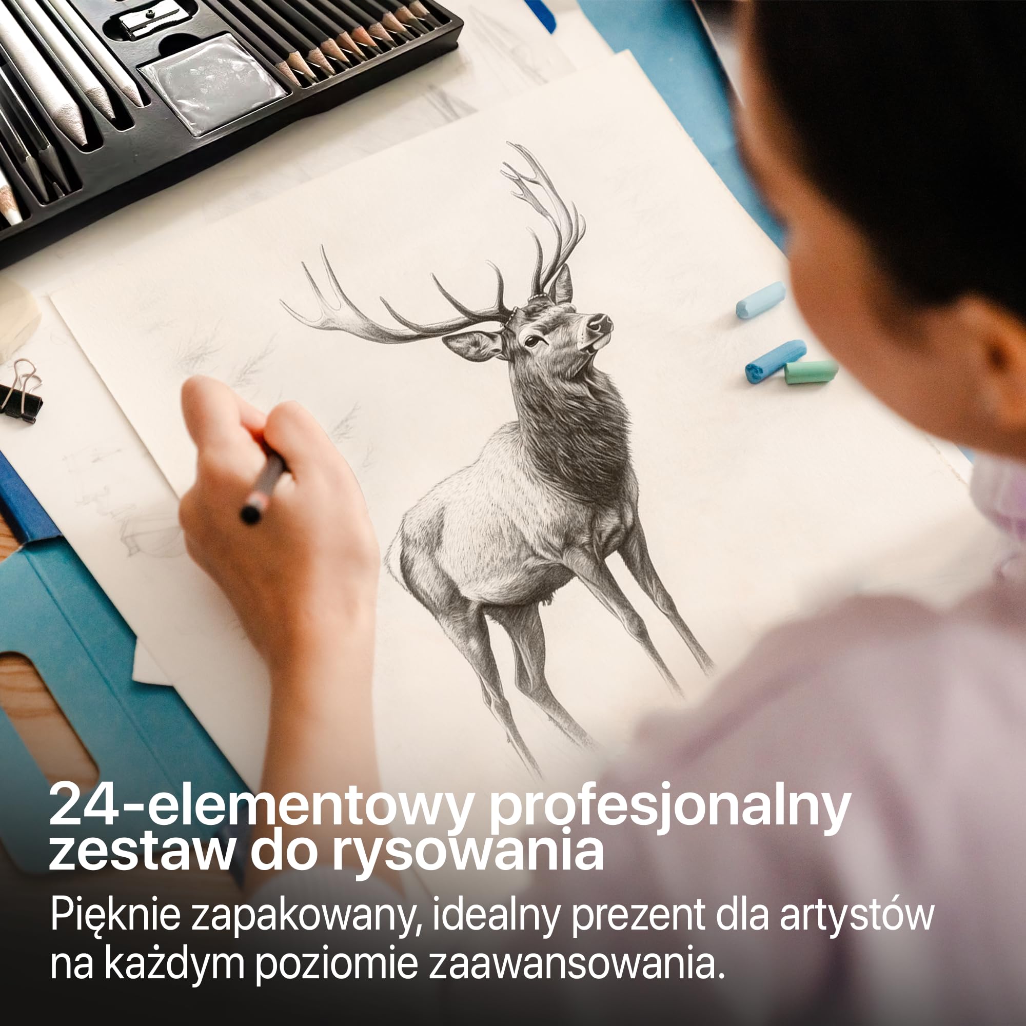 Zestaw kredek dla dorosłych, zestaw 24 kredek kreślarskich dla artystów i profesjonalistów, idealny zestaw kredek do szkicowania dla wszystkich Twoich kreatywnych potrzeb