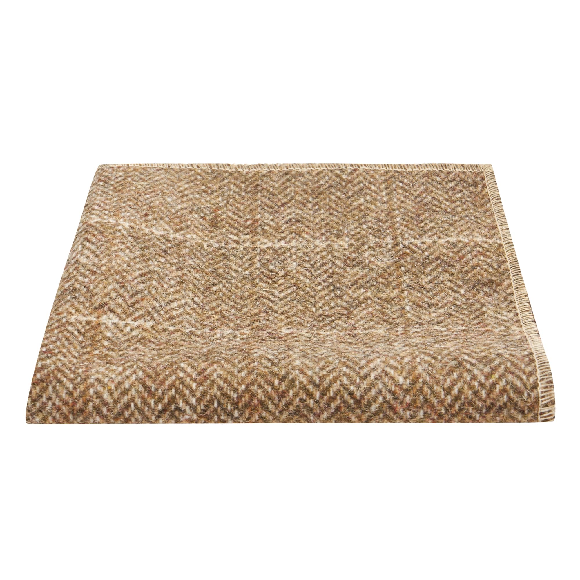 King & Priory Brown Herringbone Windowpane Check Tweed Pocket Square, Handkerchief
