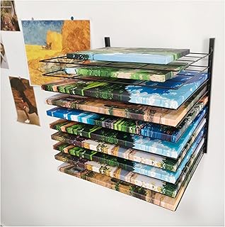 Art Drying Rack for Classroom - No Drill Wall & Fit All Walls Paint Storage System, 10 Removable Shelves 1.57" Apart for Art Studios, Schools