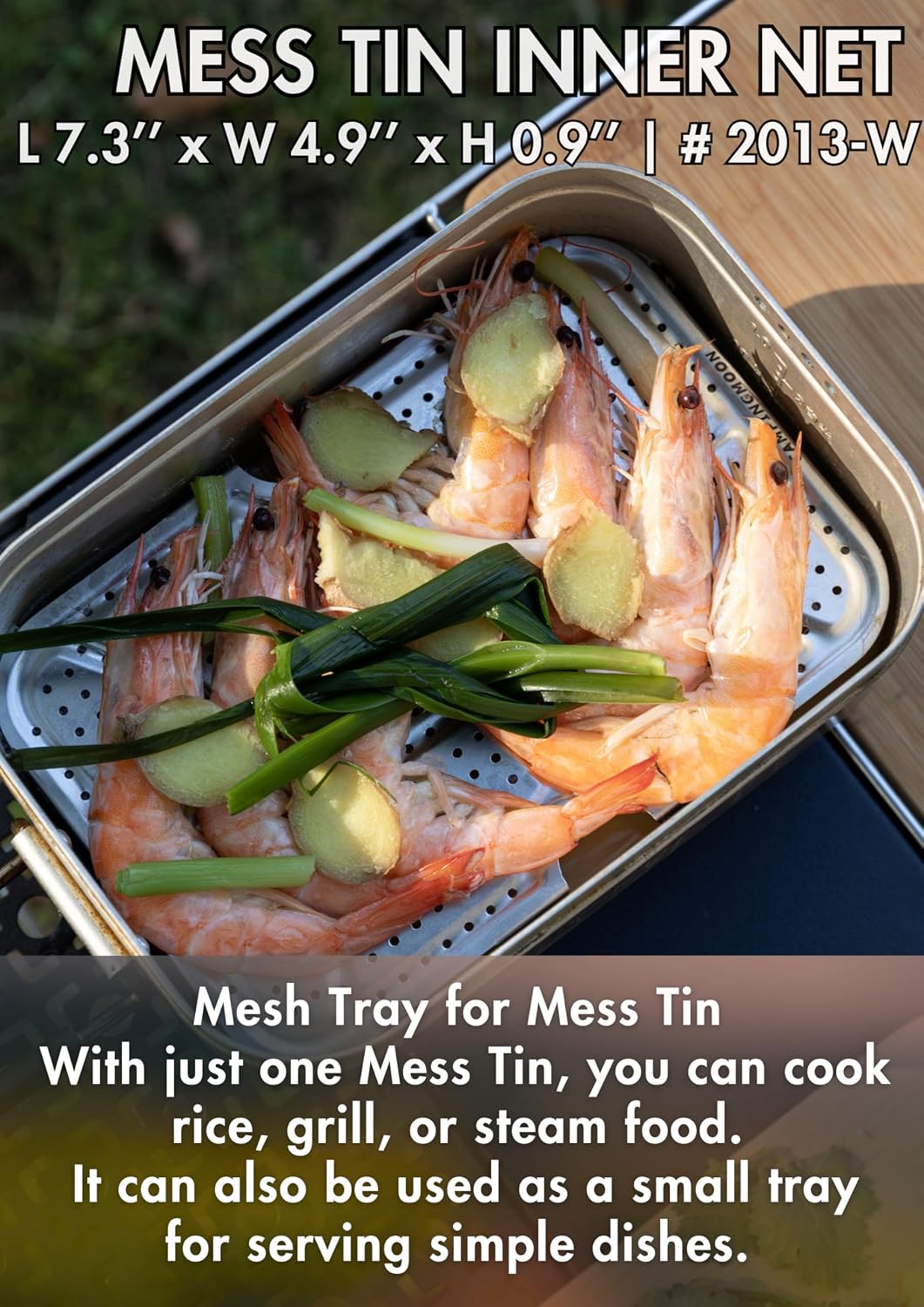 CAMPINGMOON Camping Steam Tray for Mess Tin Compact 304 Stainless Steel Rack Outdoor Cooking Steaming Smoking Serving Easy-Clean Rust-Resistant Mess Tin Accessory 2013-W