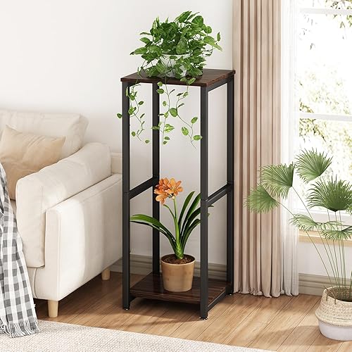 Miniatura 2 de YIZAIJIA Soporte para plantas de interior de 2 niveles de alto, de metal, para almacenamiento de plantas, múltiples para sala de estar, balcón,