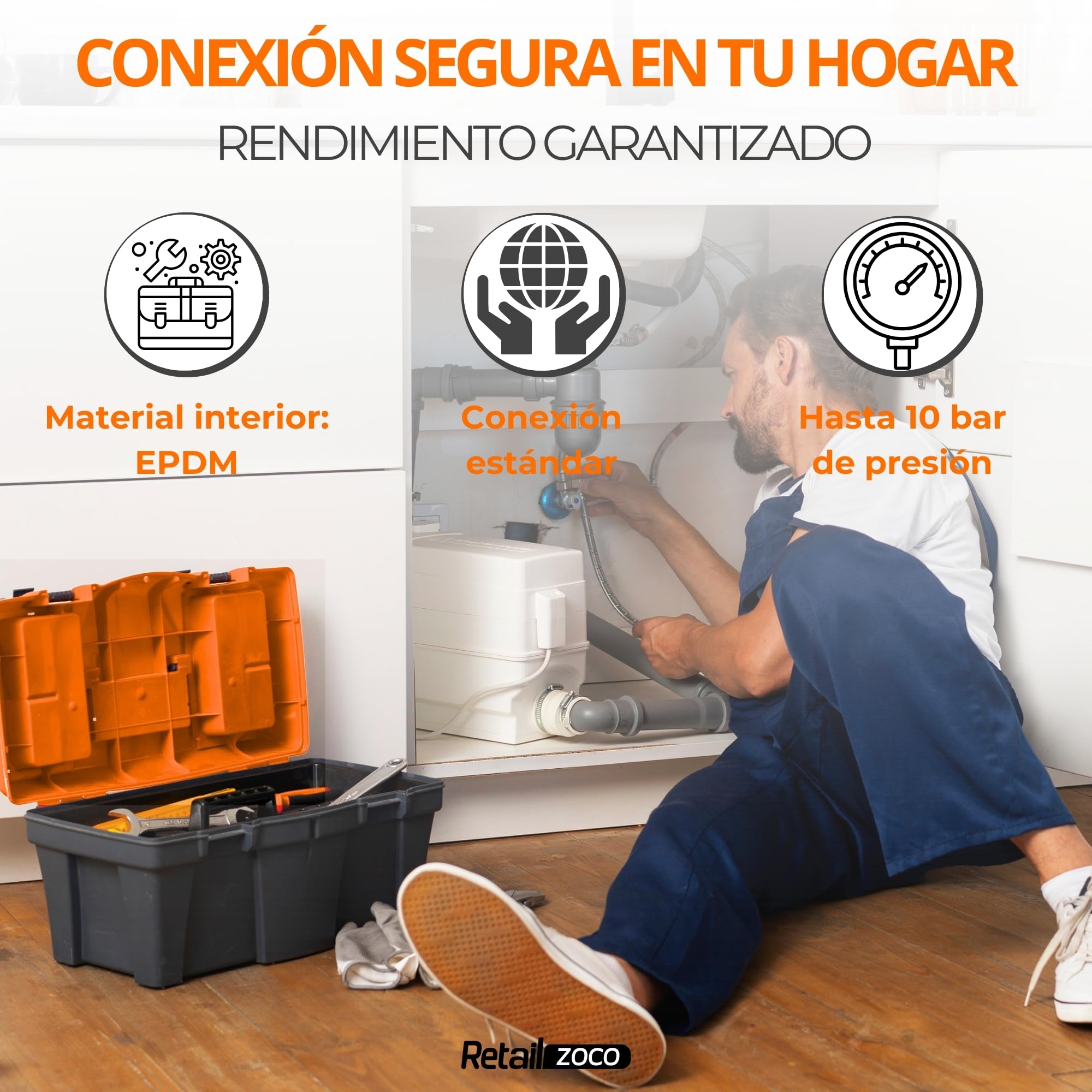 Latiguillo de Fontanería (2 Unidades, 30, Centímetros, 1/2H x 3/8H) - imagen 3