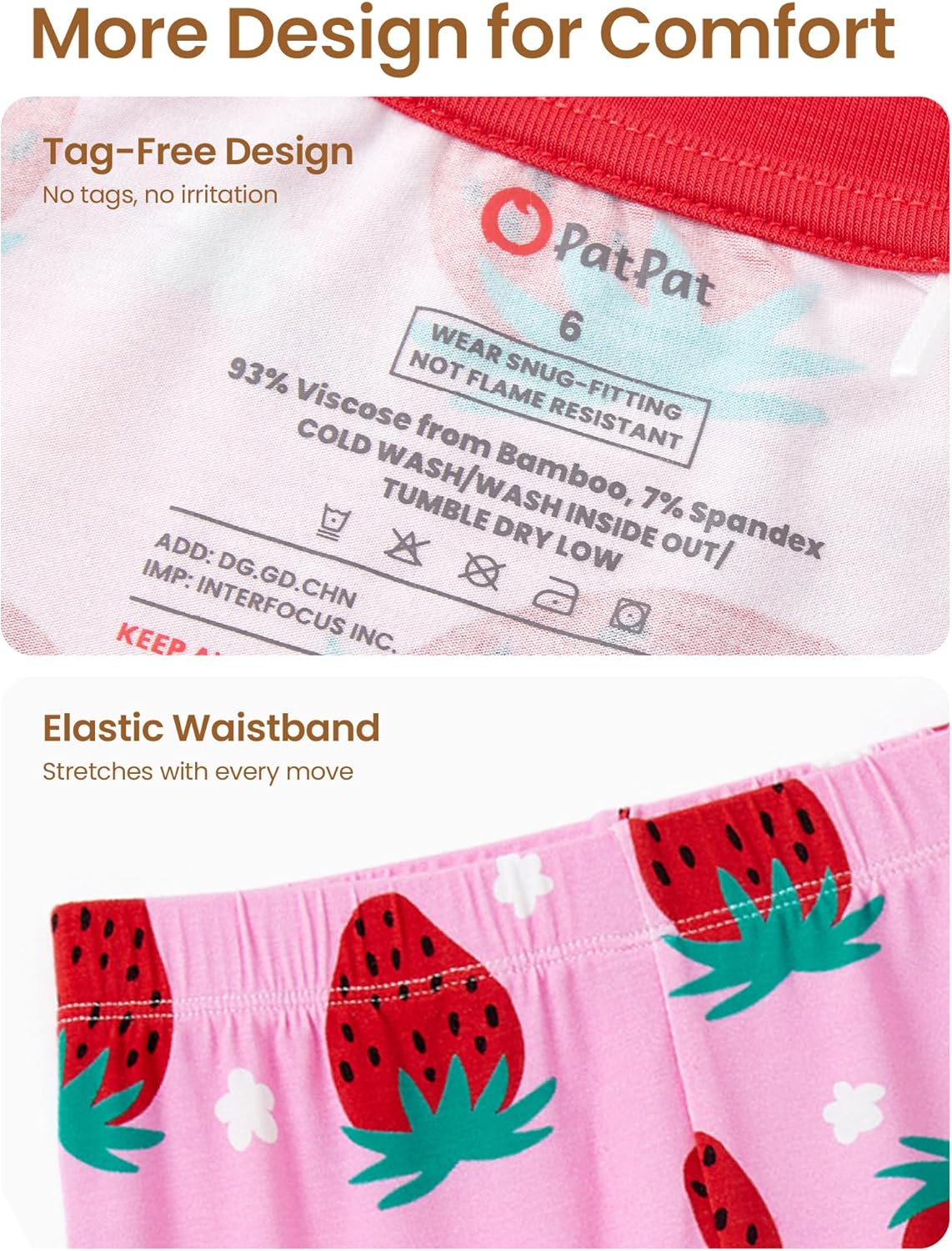 PATPAT Kids 2 Pieces Pajama Sets with Bamboo Viscose,Snug Fit Pjs for Girls,All-Season Comfort Sleepwear, Ages 2-12 Years - Image 6