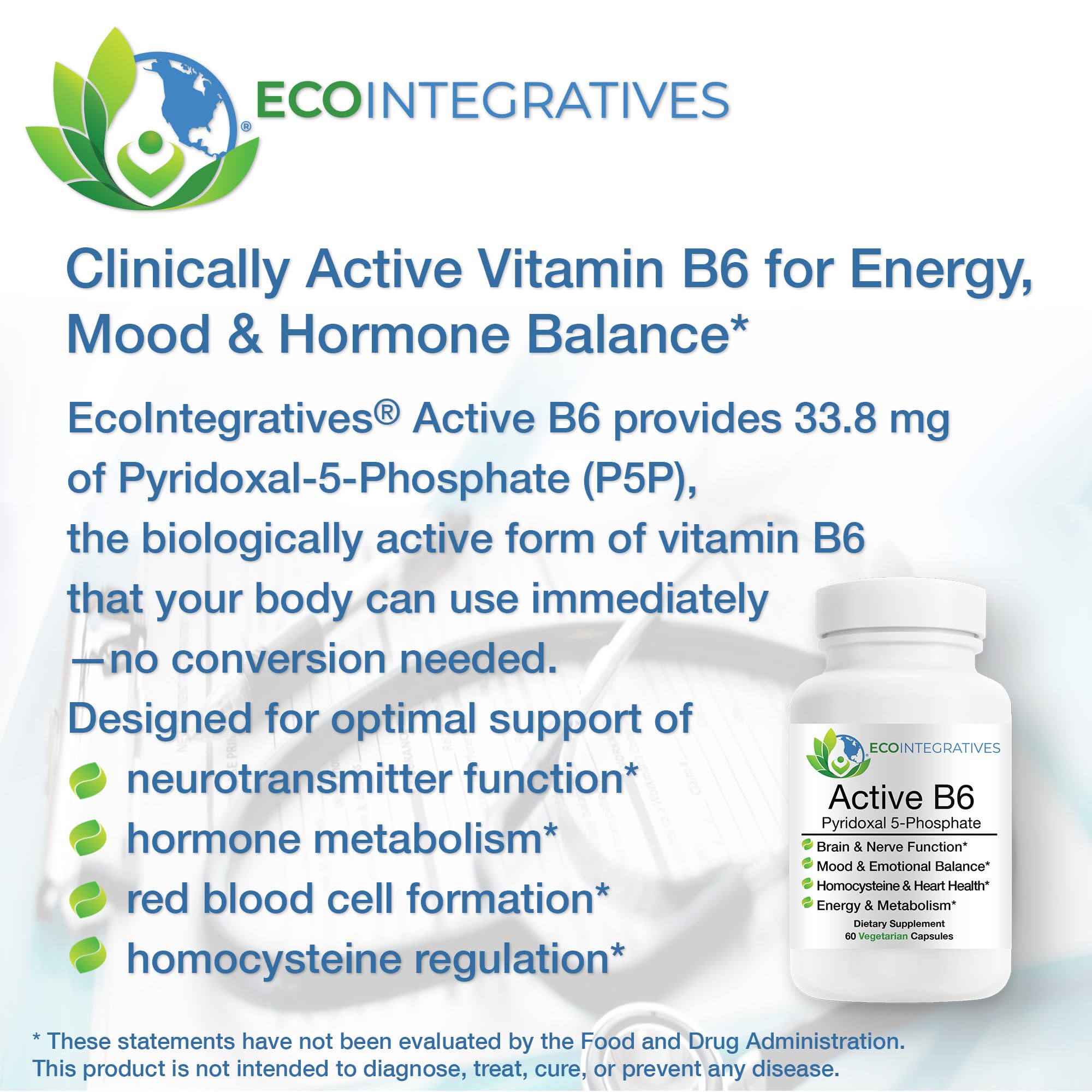 Active B6 P5P - Pyridoxal-5-Phosphate 33.8mg, 60 Capsules — Amazon image 2