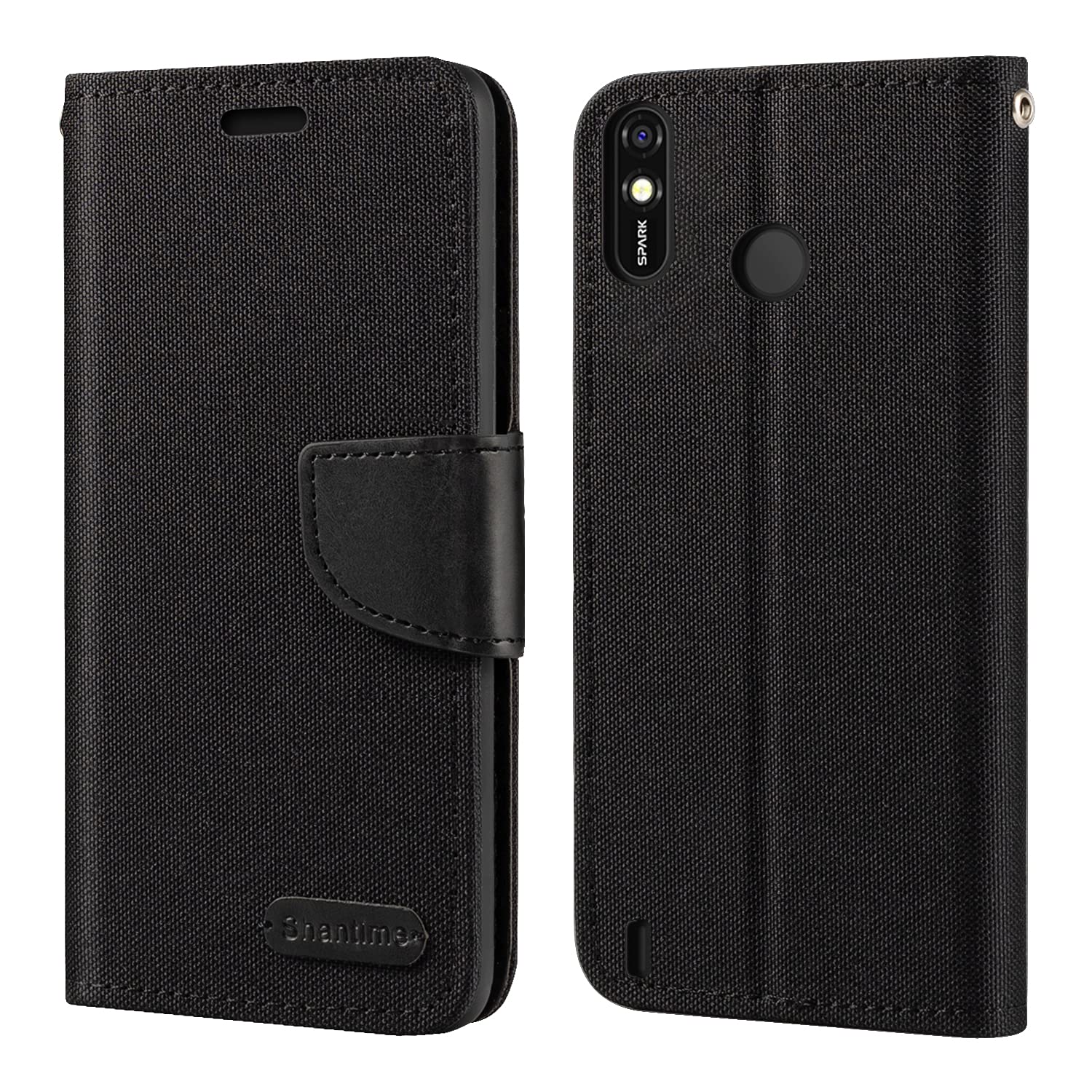 Tecno Spark 4 Lite Case, Oxford Leather Wallet Case with Soft TPU Back Cover Magnet Flip Case for Tecno Spark 4 Lite