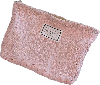 Amazon Co Jp Caucile 化粧ポーチ メイクポーチ レース花柄 レディースポーチ コスメポーチ かわいい バニティポーチ 大容量 持ち運び 化粧品収納 小物入れ 外出 出張 旅行用 ピンク ビューティー