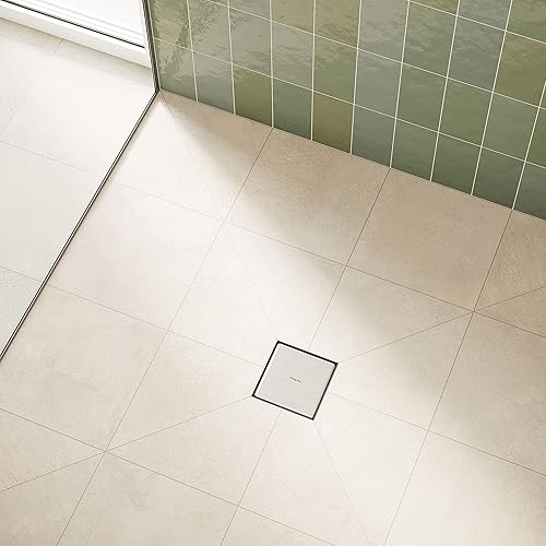 Miniatura 2 de hansgrohe RainDrain Brilliance - Juego de drenaje de ducha cuadrado con cubierta trasera áspera y baldosa en acero inoxidable cepillado, drenaje de