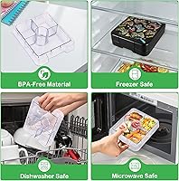 Vista 6 de Set de Lonchera Bento Pawtong con Termo para Sopa de 10oz, Contenedores de Almuerzo a Prueba de Fugas con 4 Compartimentos, Tarro de Comida Termo