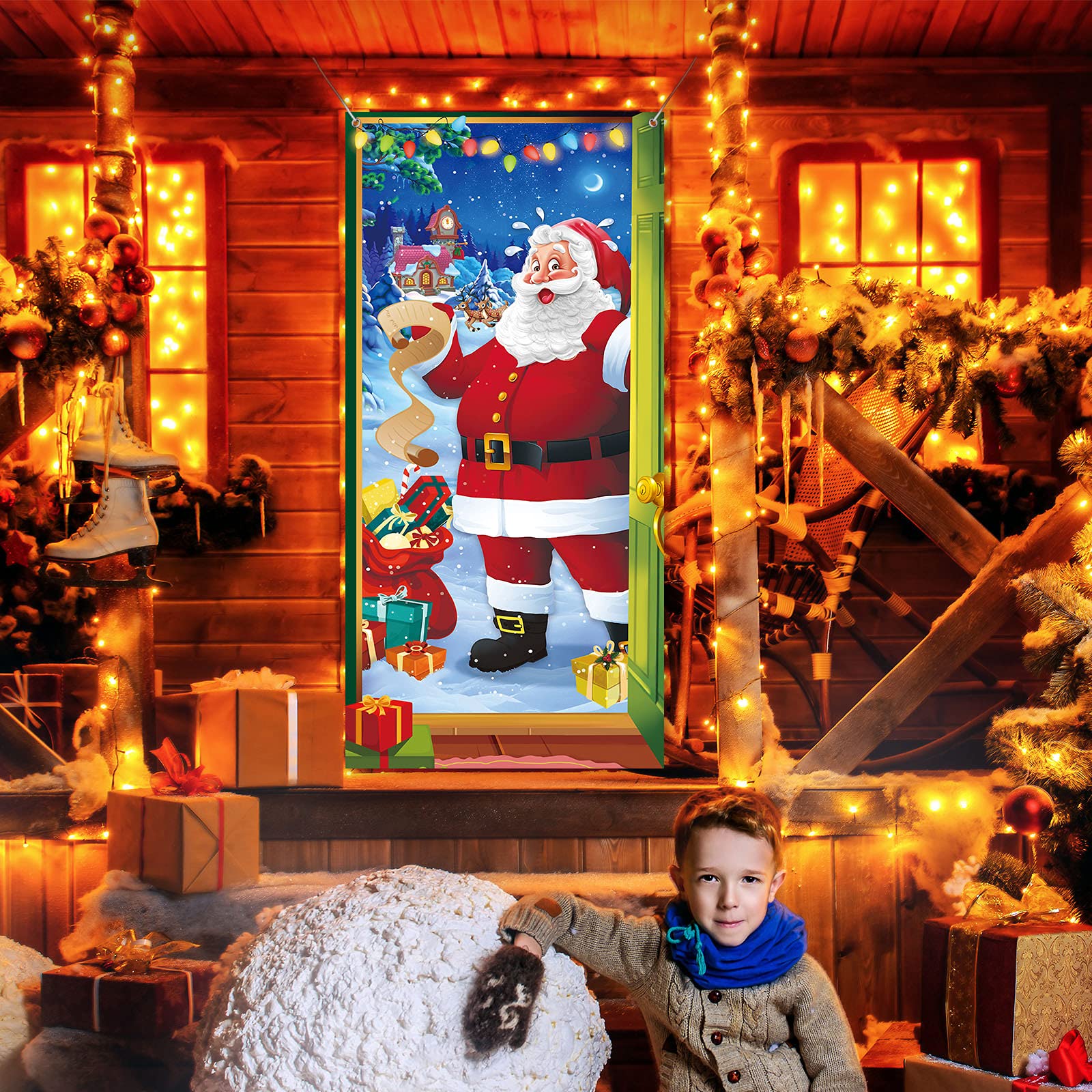 Santa Claus Banner Xmas Door Hanging Covers - Funny Santa Backdrop for Christmas Eve Party Decorations & Photo Booth - 78 x 35.4 inch - Image 4