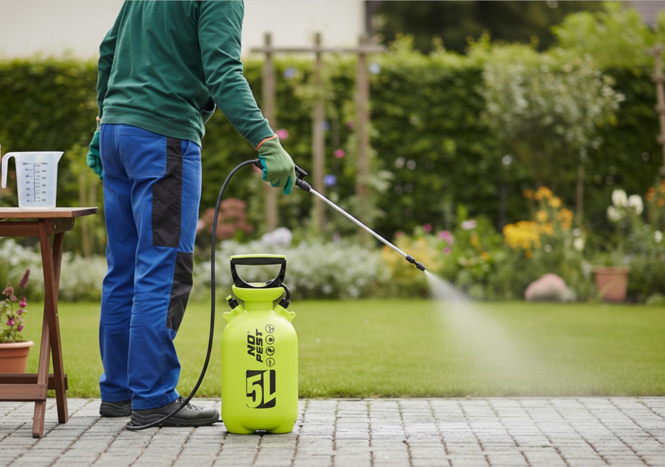 No Pest Pulvérisateur Professionnel 5L Pulvérisateur de Jardin - Buse Réglable Lance Télescopique Pulvérisateur à Pression pour Jardin Plantes Désherbant Original