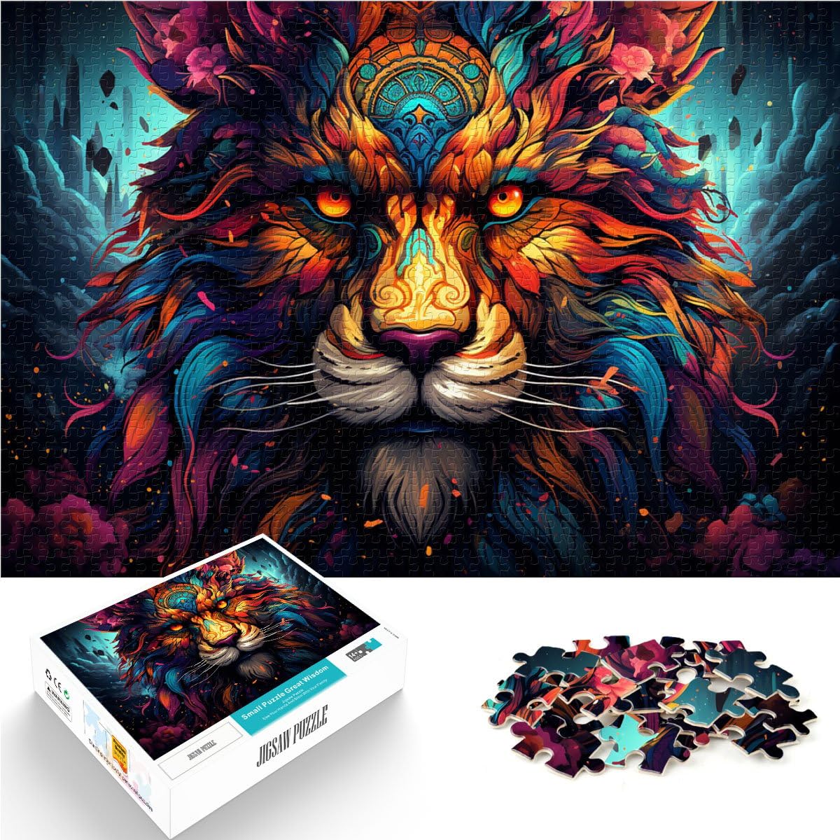 1000 Piece Adult Puzzles Colorful lion painting Puzzle Educational Games 50x70cm Artists Collection Fine Art for ages 14+ — image 1