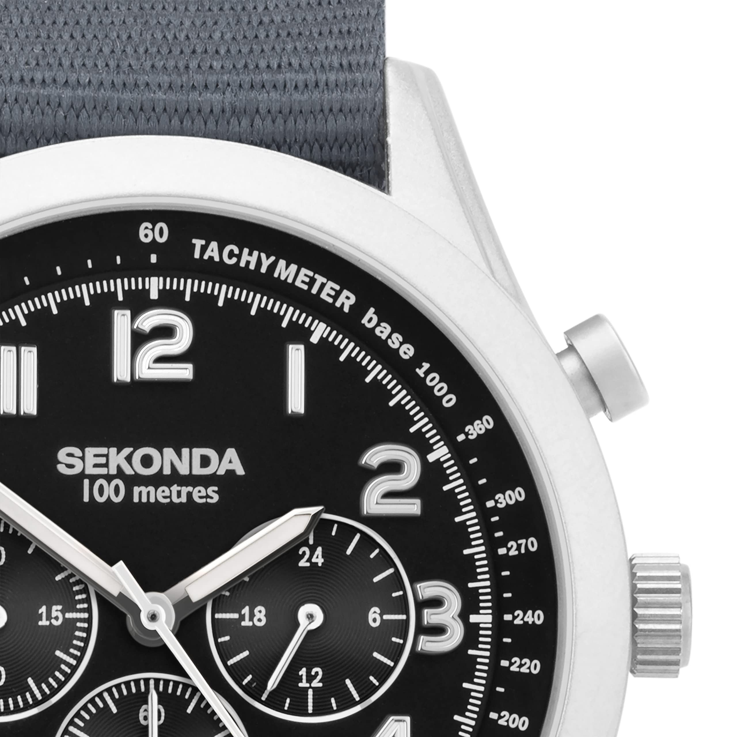 Sekonda 30065 Herren-Armbanduhr im Militärstil, Chronograph, Grau, grau, Gurt