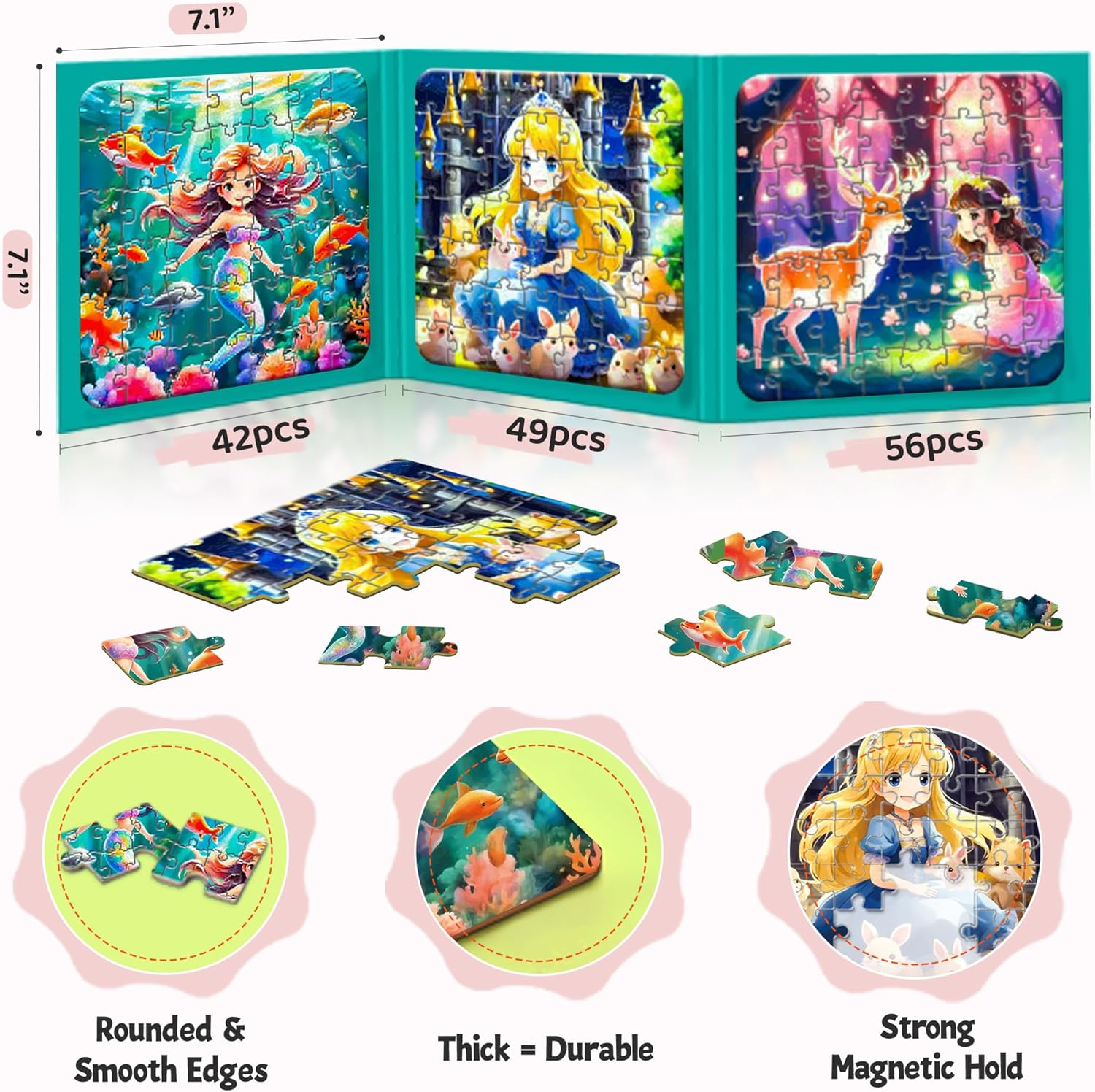 6 Themes in 1, 18 Jigsaw Magnetic Puzzles for Toddlers 3-5, Multiple Levels & Themes Magnet Puzzle Books, Magnetic Puzzles for Toddlers 3-5, Magnet Puzzle Books