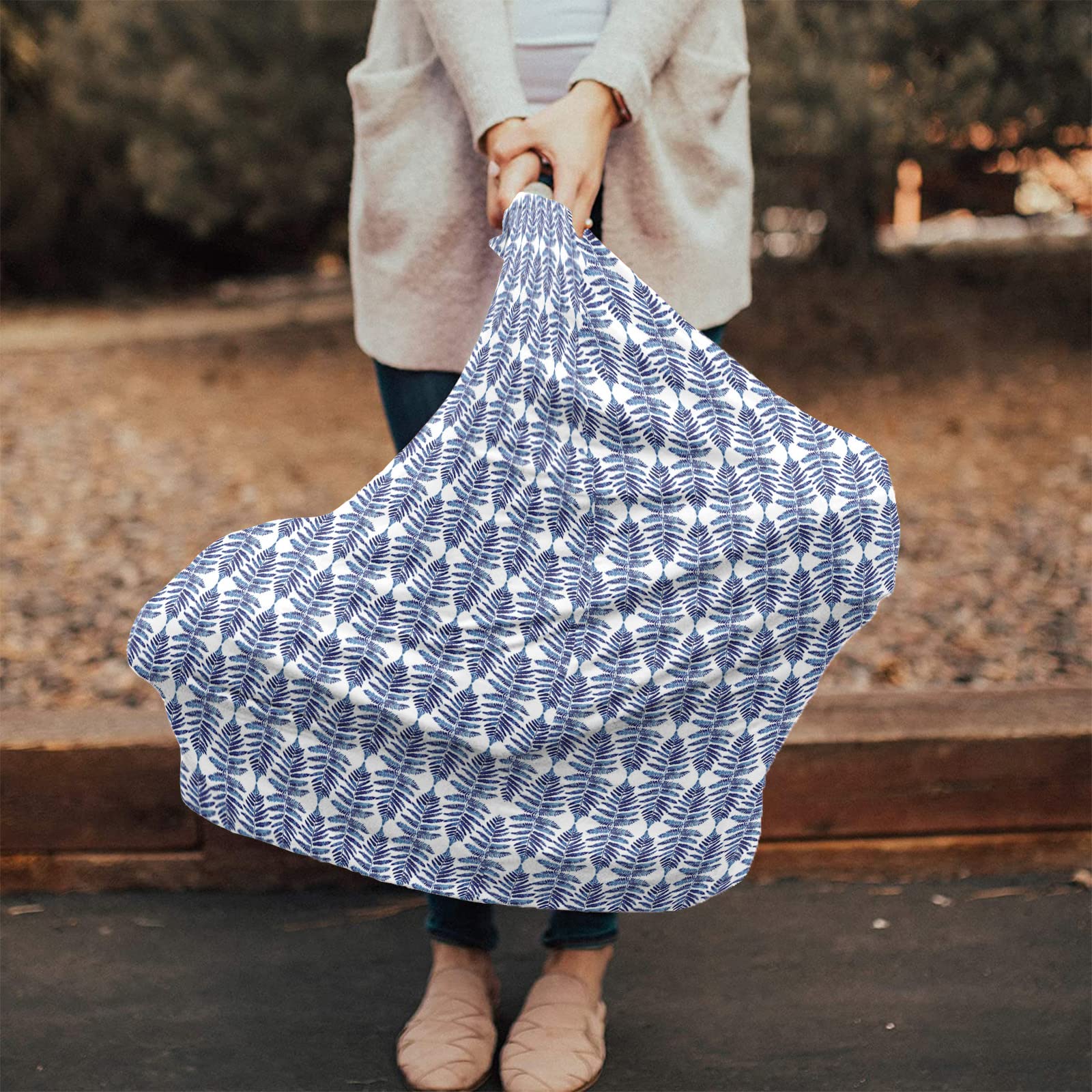 Nursing Cover for Breastfeeding Scarf, Blue Tree Textured Rhombus Geometric Baby Car Covers Super Soft Multi Use for Canopy Shopping Cart Cover Blanket Stroller Cover