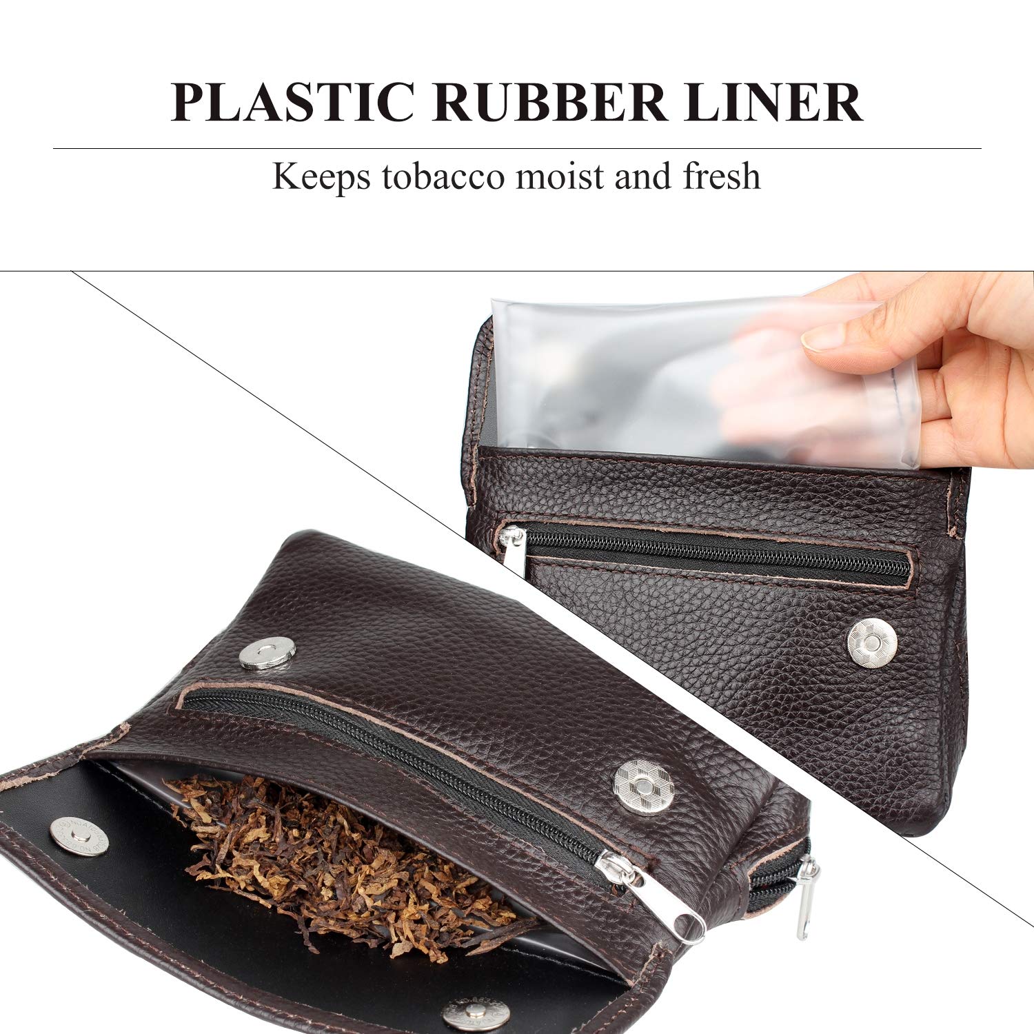 Custodia portatile in vera pelle per 2 pipe, con manomissione, strumento filtro e detergente per conservare la freschezza