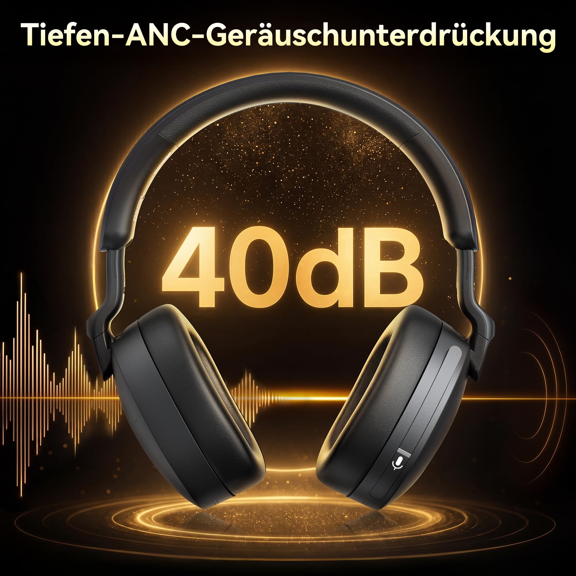 TECKNET Hybrid ANC Kopfhörer, V5.4 Bluetooth Headset mit Mikrofon, Mehrere Verbindungsmethoden, Schnellladung, 100 Std. Betriebsdauer, Over Ear Kopfhörer Bluetooth mit MFB für Musik、Büroarbeit