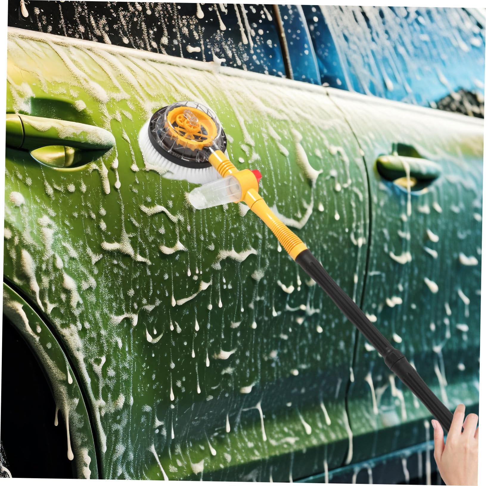 Gatuida Brosse De Lavage De Voiture Rotative à Long Manche Système Rétractable pour Nettoyage Voiture Automatique Lavage Extérieur