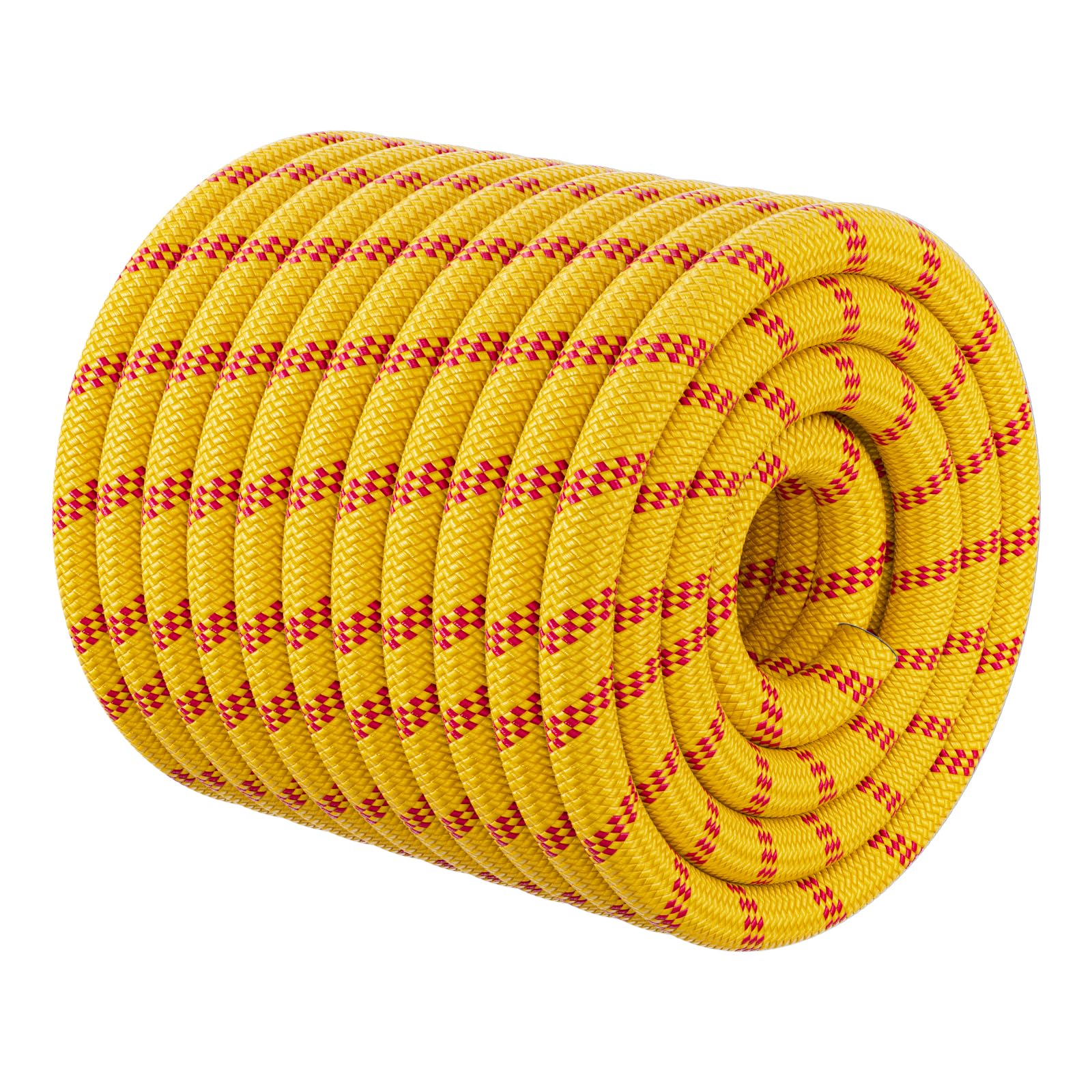 Double Braided Arborist Rigging Rope - 1/2 in X 100 ft 24 Strands Rappelling Outdoor Pulling Heavy Duty Polyester Bull Rope for Swing Tree Work Camping Rescue Hiking - Yellow
