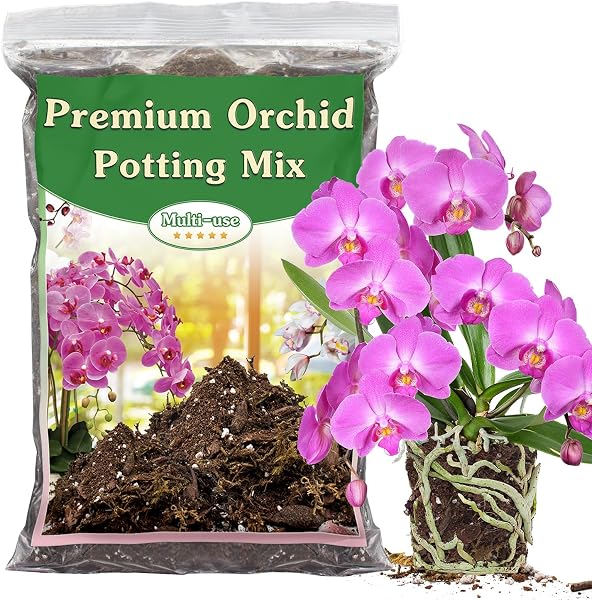 Orchid Potting Mix,Premium Orchid Potting Mix for Repotting with Dried Forest Moss Perlite Stone Coco Peat and Pine Bark