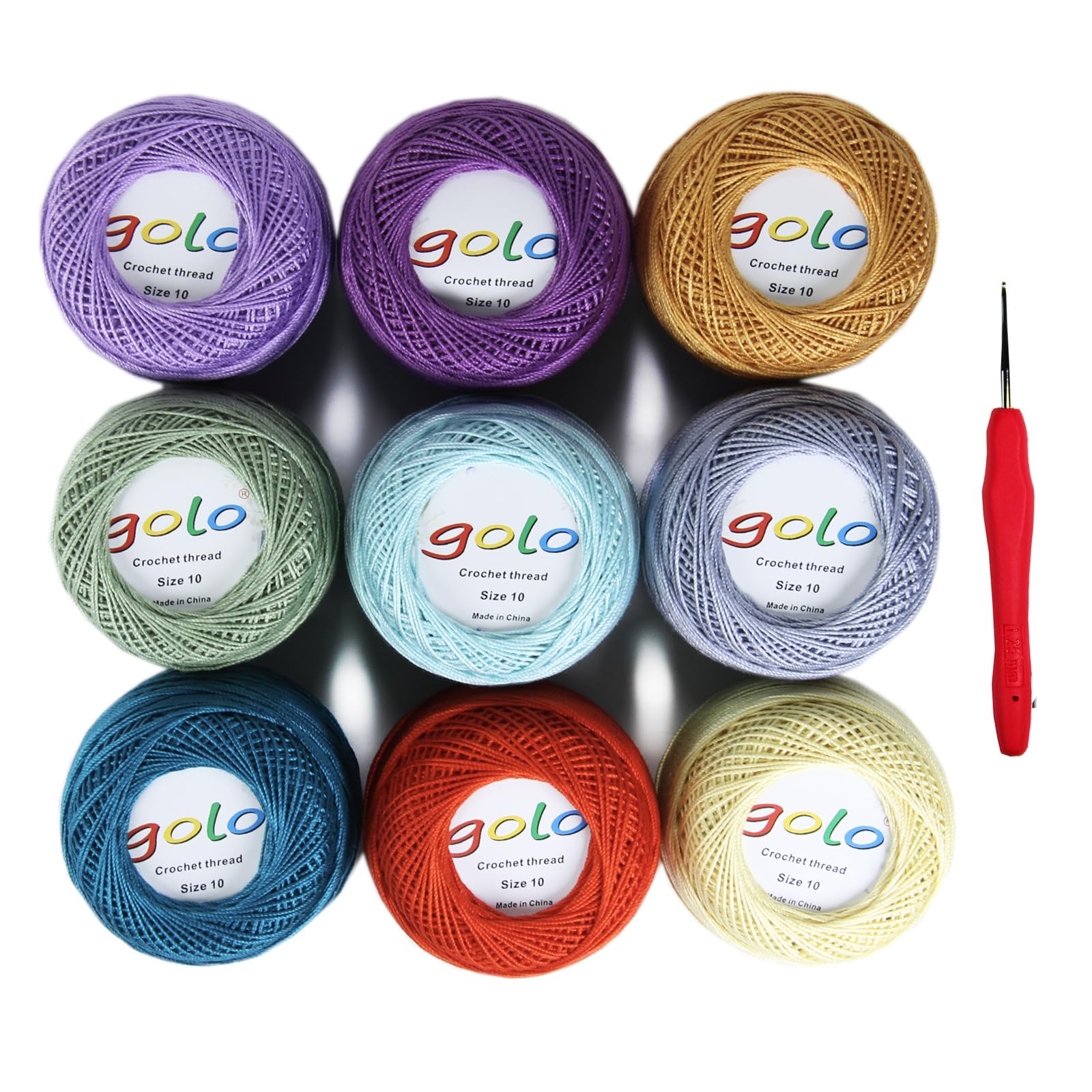 golo Crochet Thread Size 10 Embroidery Thread 10g X 9 Crochet Yarn for Hand Knitting