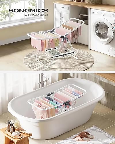 Miniatura 2 de SONGMICS Escurridor de ropa pequeño, plegable de 2 niveles, ahorro de espacio, para ropa pequeña, toallas, baño, balcón, 17.3 x 39.8 x 19.7