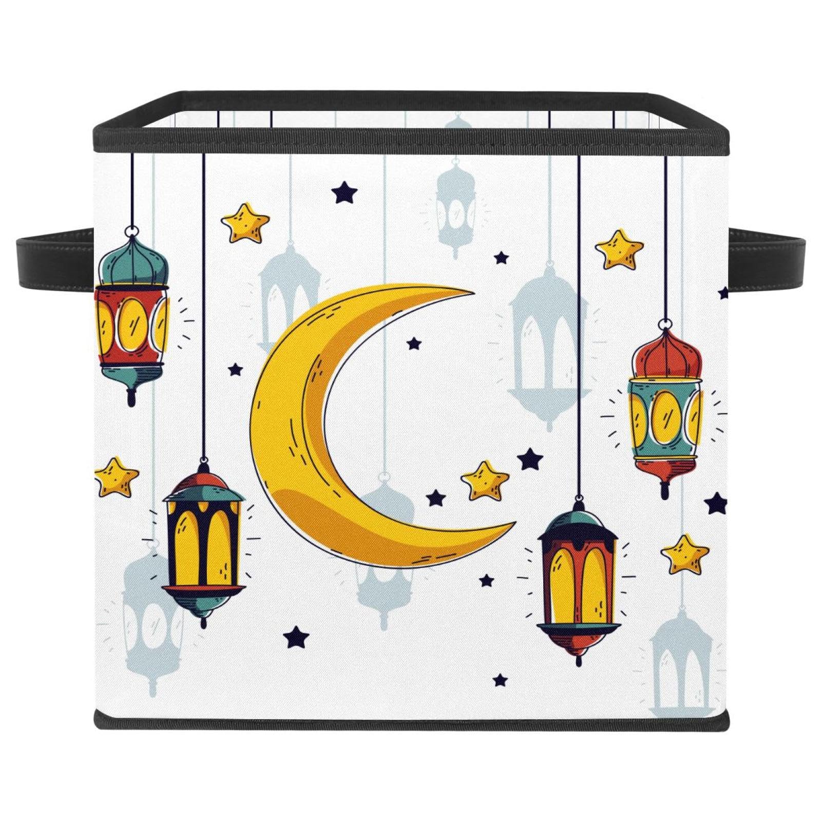 Boîte de rangement pliable cube lune et étoile bac en tissu pour chambre