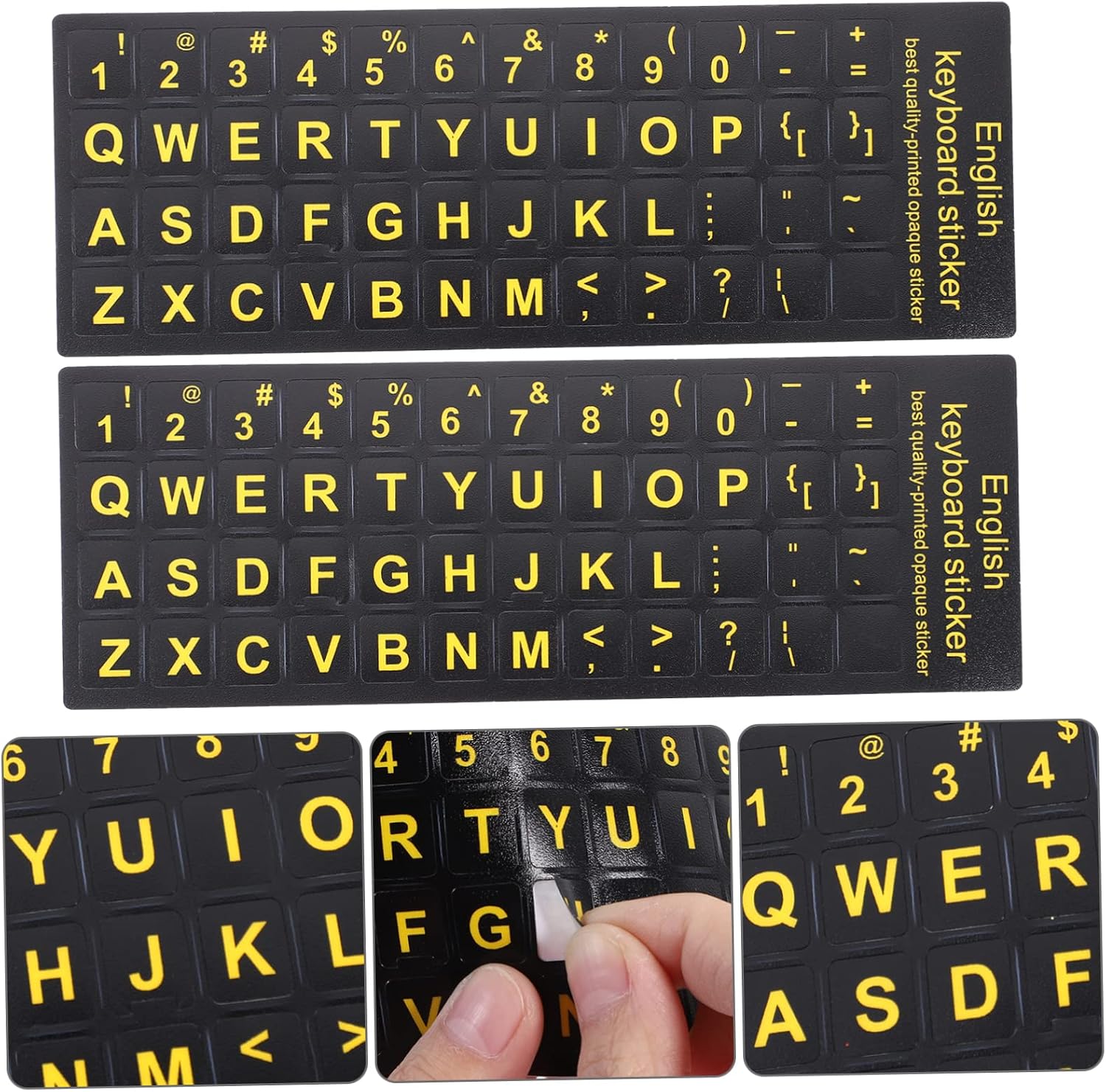 Universal English Keyboard Stickers 6 Sheets PVC Matte Dark Labels image 4