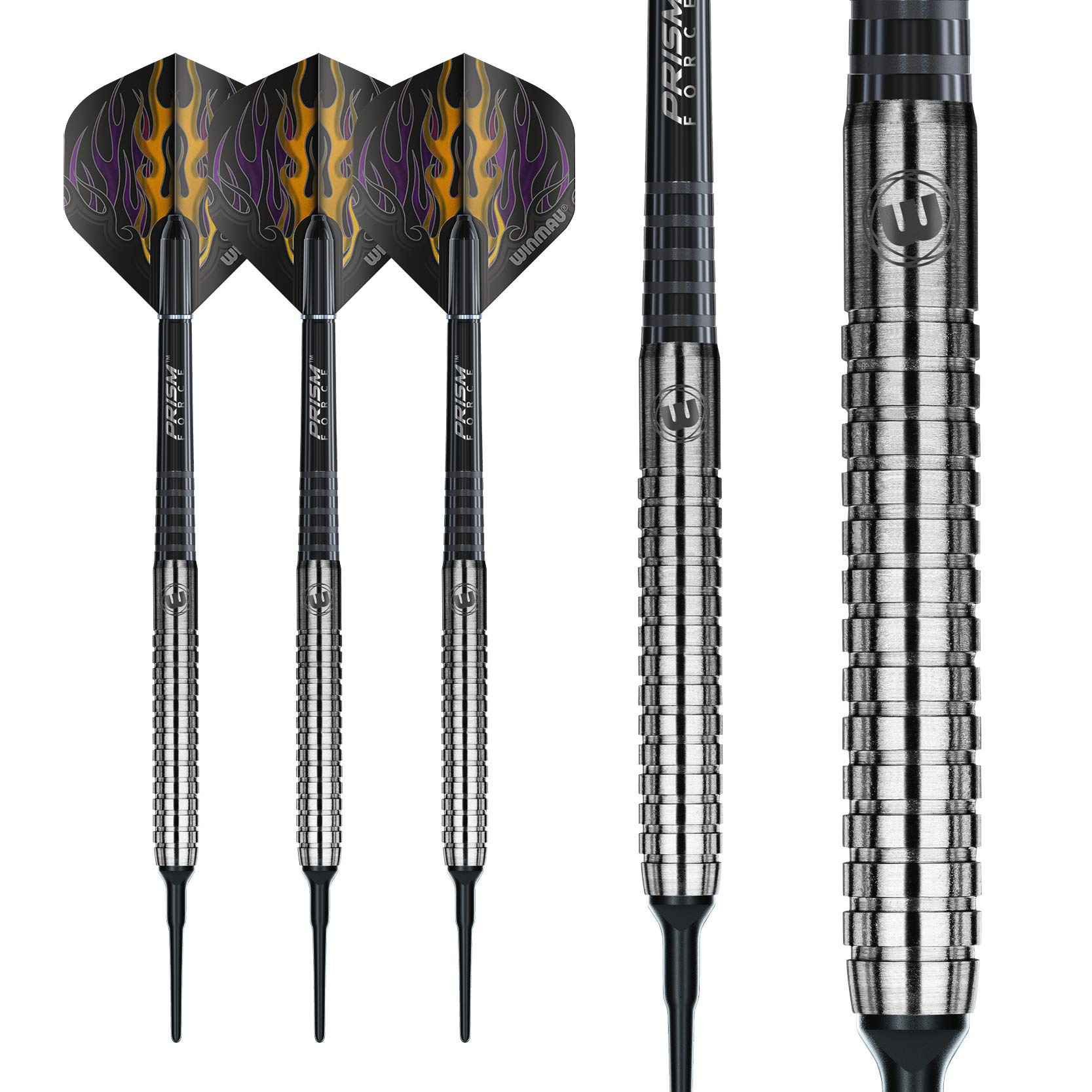 WINMAU Foxfire 20g Ensemble de Fléchettes Softip en Tungstène avec Vols Prism et Arbres (Tiges)