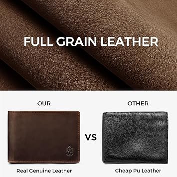 Zitahli Top Grain Leather wallets for men - Mens Wallet With 12 Card Slots, 2 ID Windows Bifold Rfid Blocking Gifts for Men