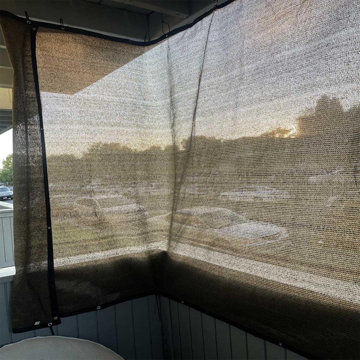 Sonnencreme für den Außenbereich, mit Ösen, UV-Schutz, für Gewächshaus, Terrasse, Hof, mehrere (2 x 18 m), Kaffeebraun