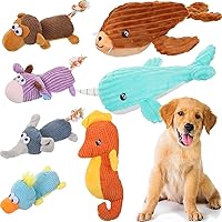 Vista 1 de Junkin 7 Pack Dog Toys Squeaky Dog Toys Indestructible Puppy Chew Toys for Teething Stuffed Animal Plush Dog Toy Assortment Stuffed Dog Toys for