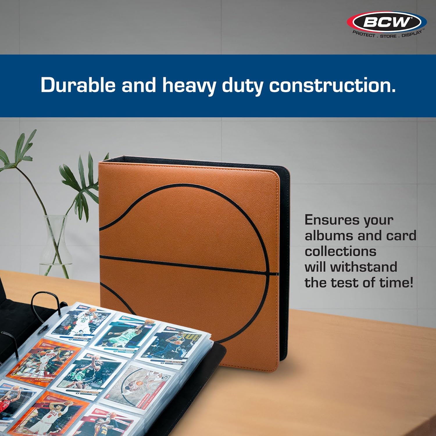 BCW 3-inch Sports Collectors Album - Basketball | Storage for Over 800 Cards | Ideal for Organizing Baseball, Football, Basketball Trading Cards | Aesthetic Display for Sports Memorabilia Enthusiasts