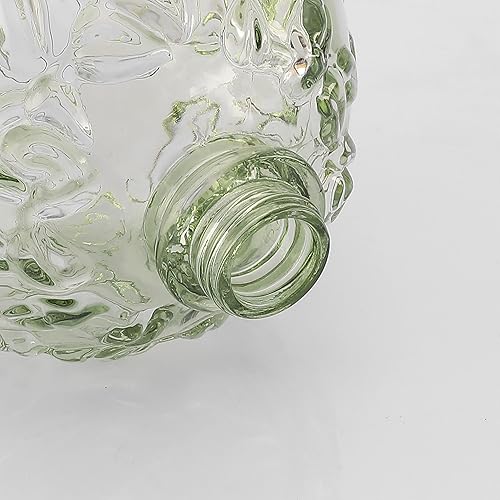 Miniatura 7 de Dispensador de jabón de vidrio en relieve floral verde salvia, dispensador de jabón recargable para baño, cocina y encimera, respetuoso con el medio