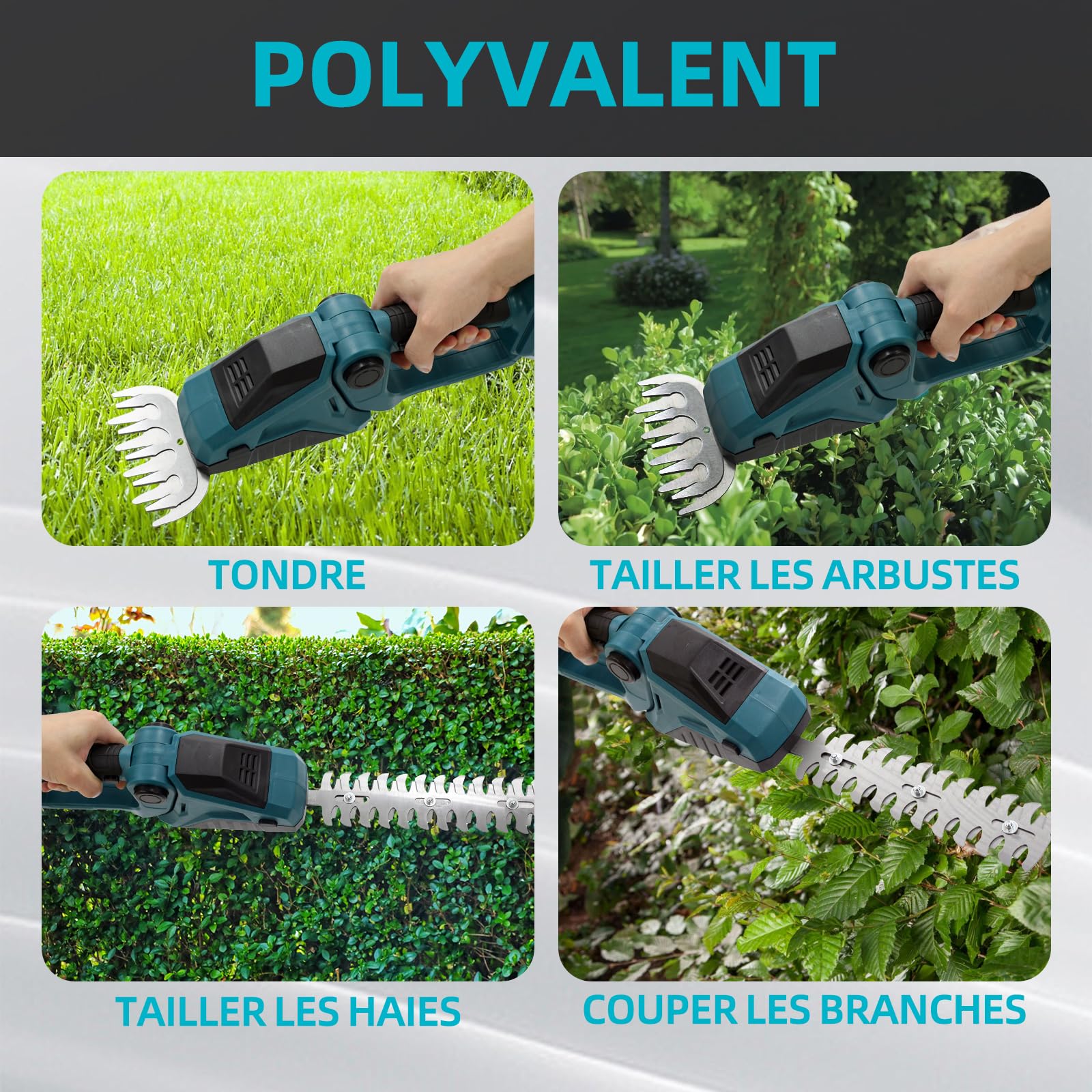 Cisaille à gazon sans fil compatible avec Makita 18 V, taille-haie pratique, avec couteau à herbe et cisaille à arbustes, sécateur sans fil (sans batterie)