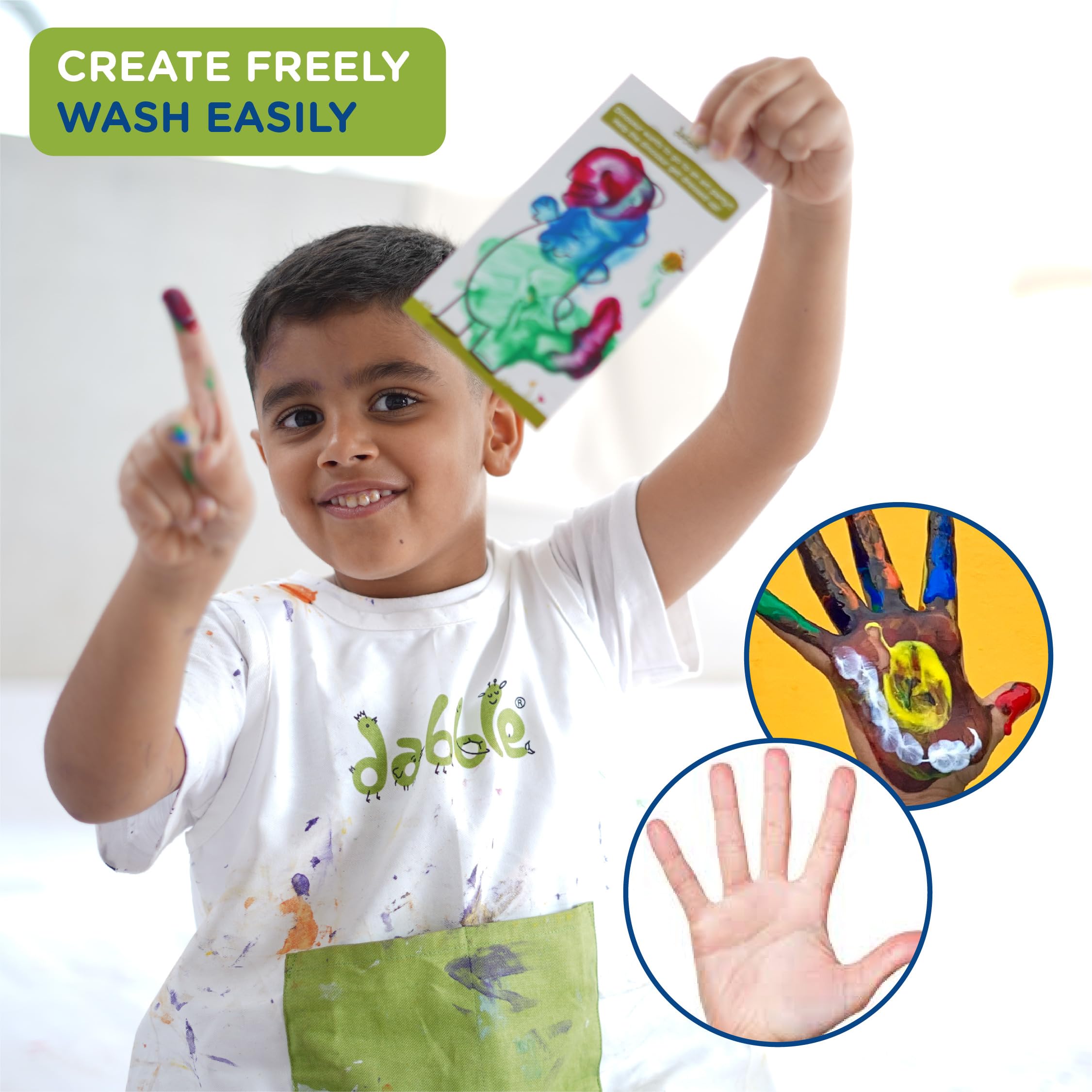 dabble Starter Painting Fun Pack | 8 Non-Toxic Finger Paints | 4 Paint Brush for Kids | Washable Finger Paints | Learning & Educational Gift Pack | Toddler Safe Paint | for 2.5+ Years, Multicolour - Image 4 thumbnail